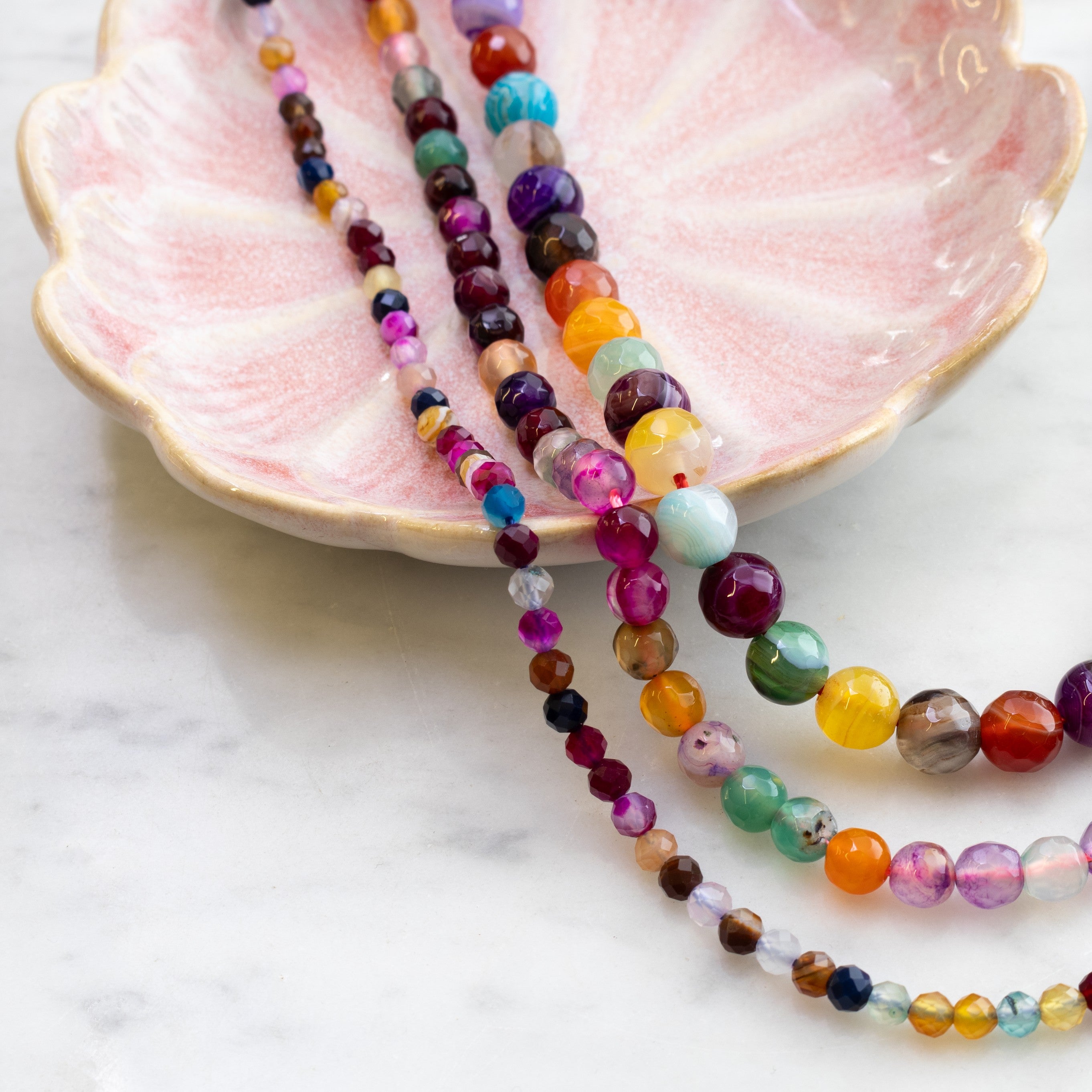 Multicoloured Agate Round Faceted Beads