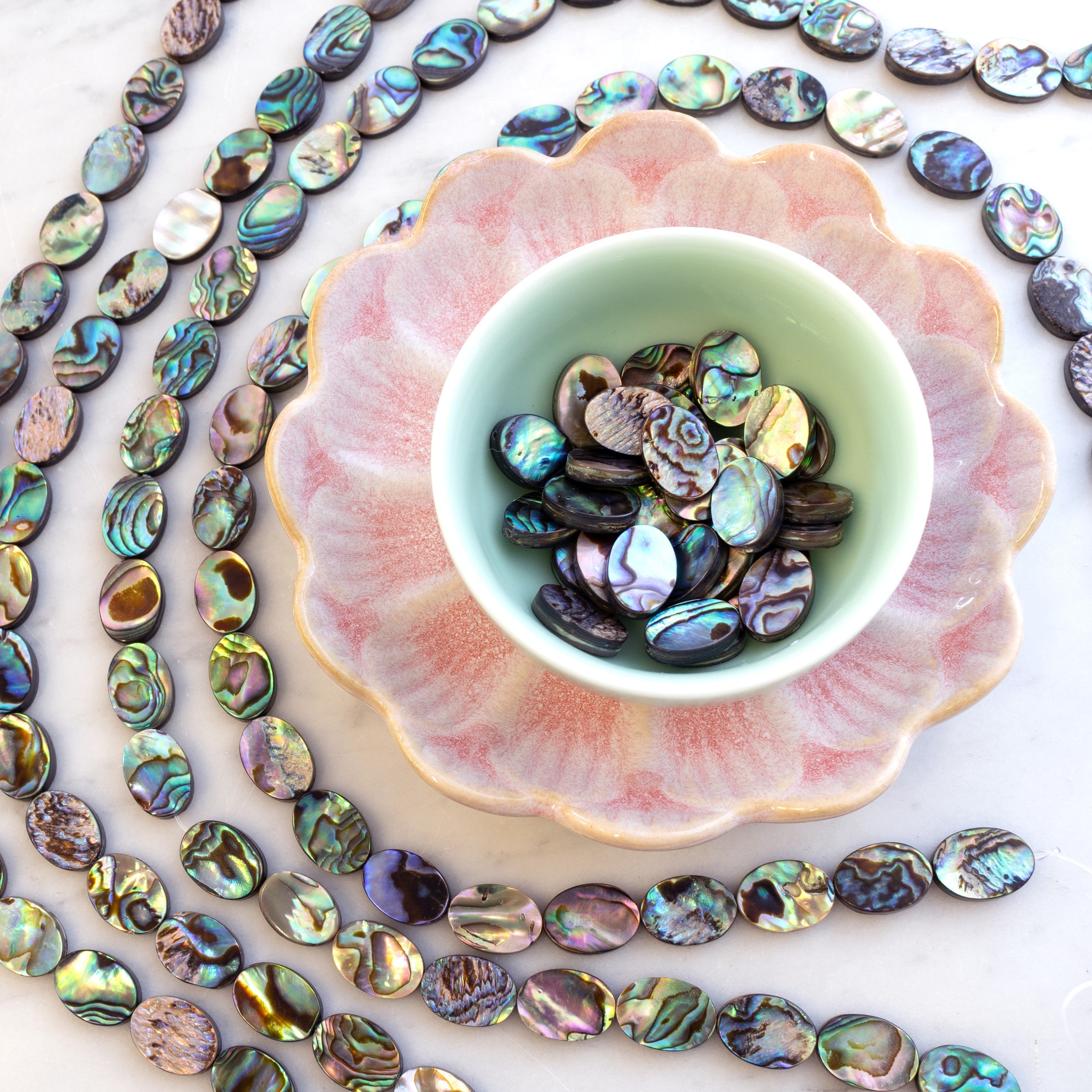 Paua Shell Flat Oval Beads Approx 14x10mm