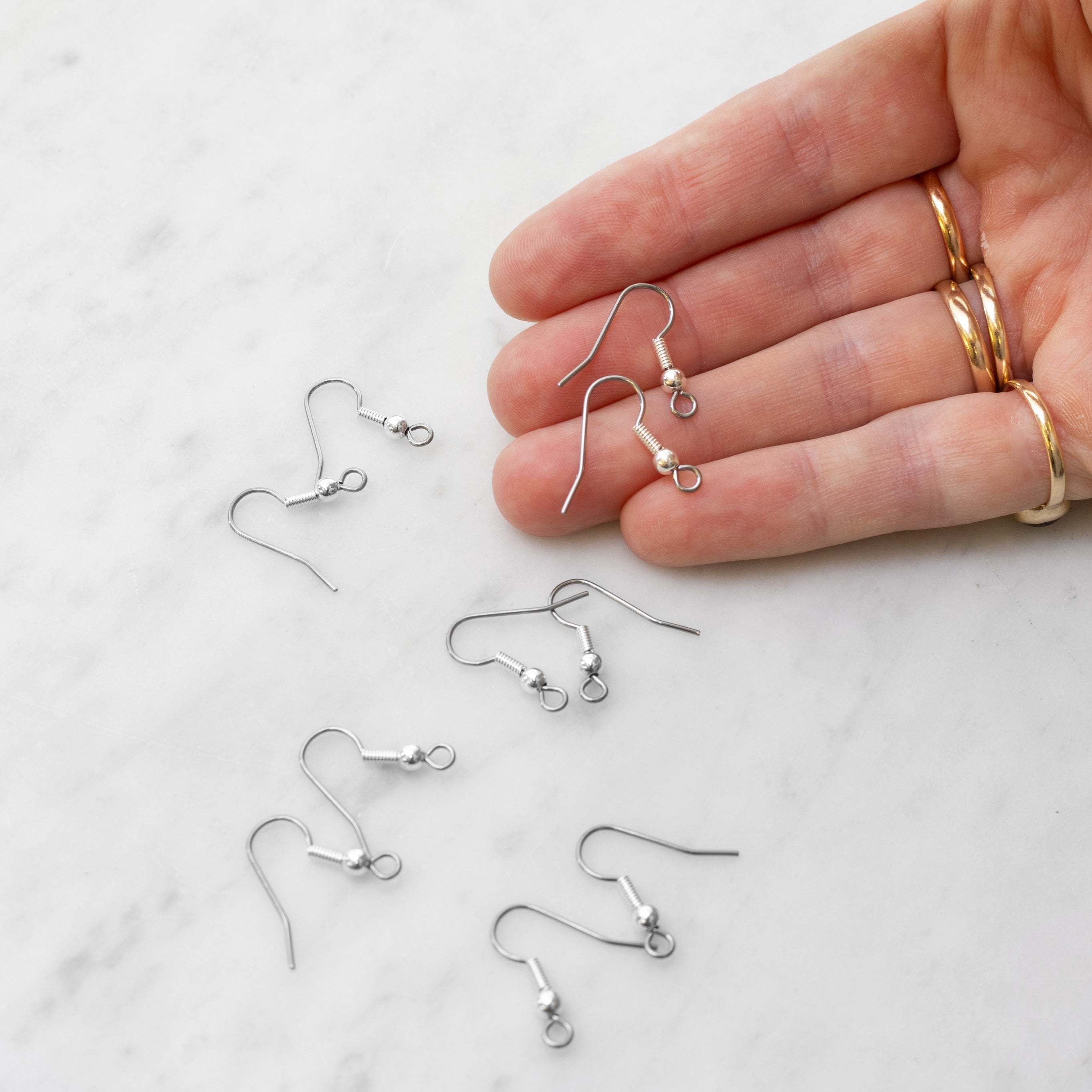 Surgical Steel Shepherds Crook Earwires With Silver Plated Ball And Spring - pk10 Pairs