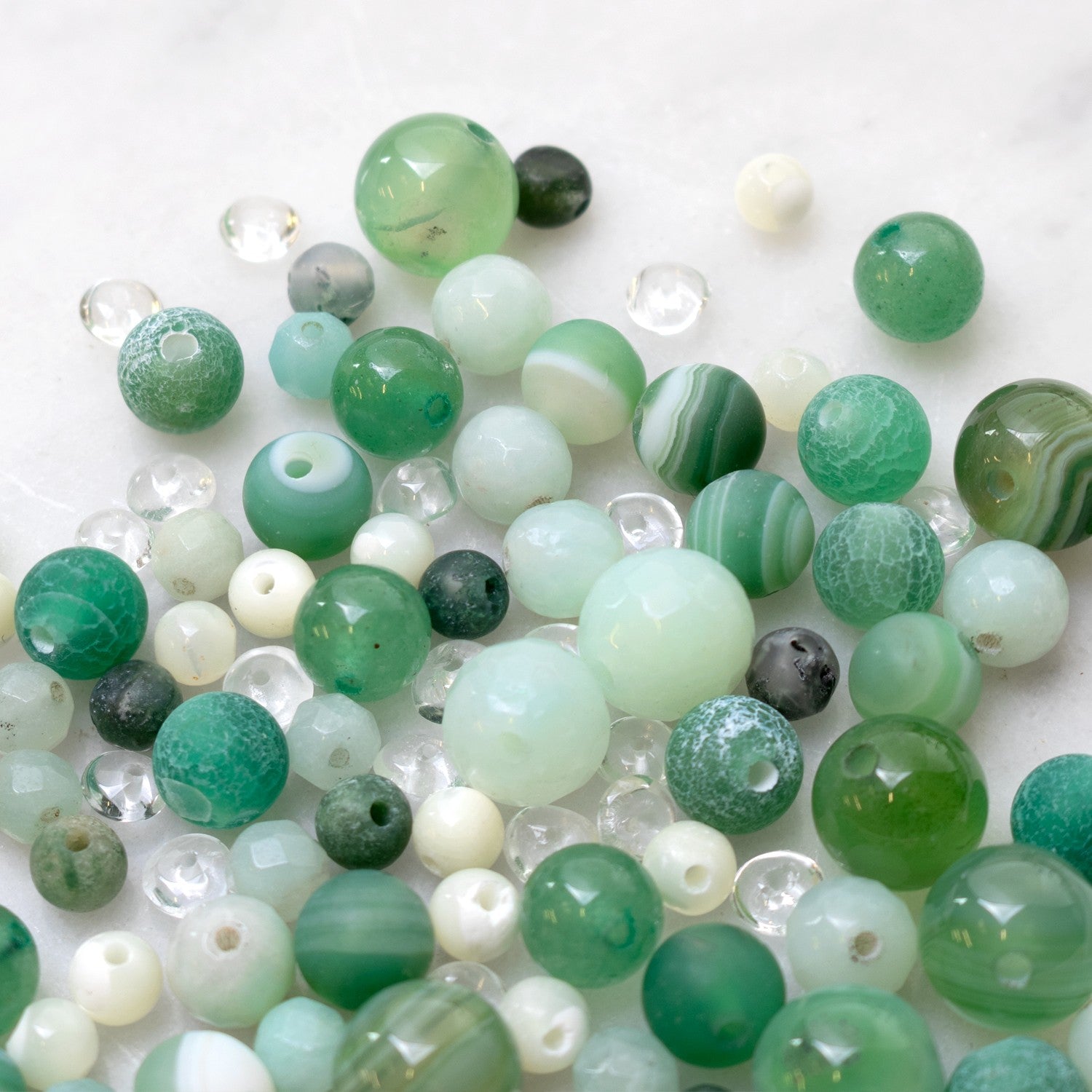 Sea Green Mixed Gemstone Bead Pack Approx 20g