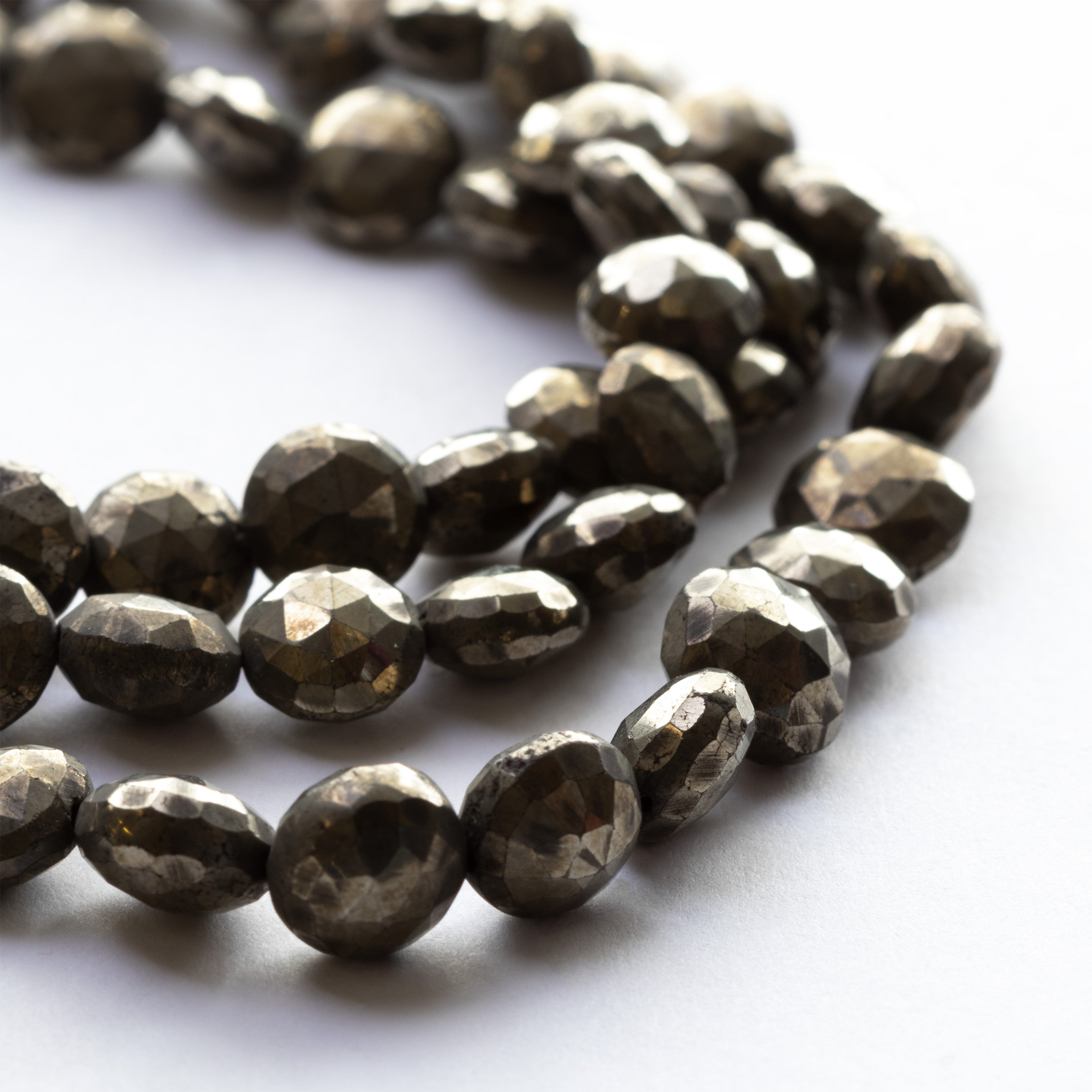 Pyrite Faceted Coin Beads Approx 7.5x4.5mm