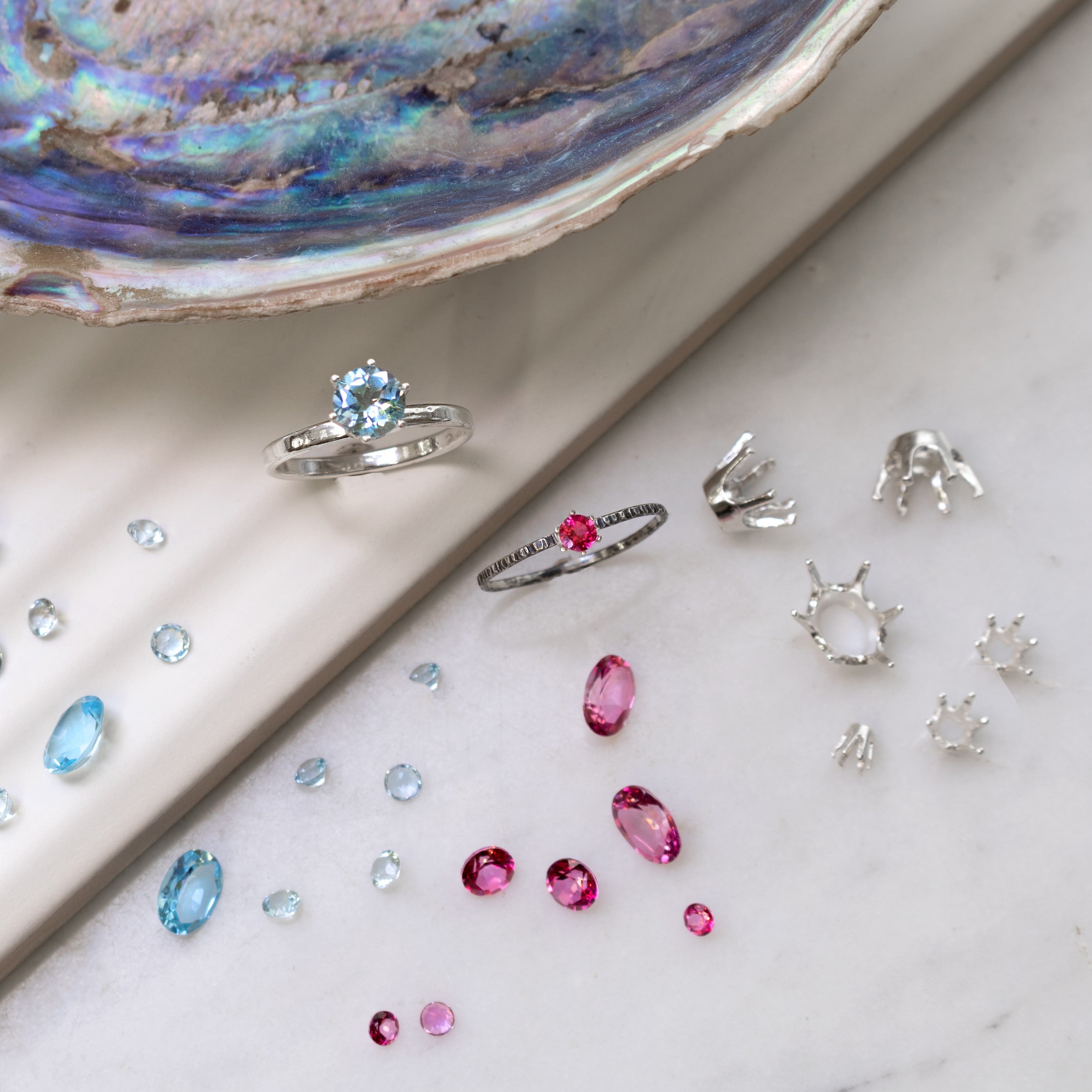 Sterling Silver Pre-Notched 6-Prong Crown Settings For Faceted Stones