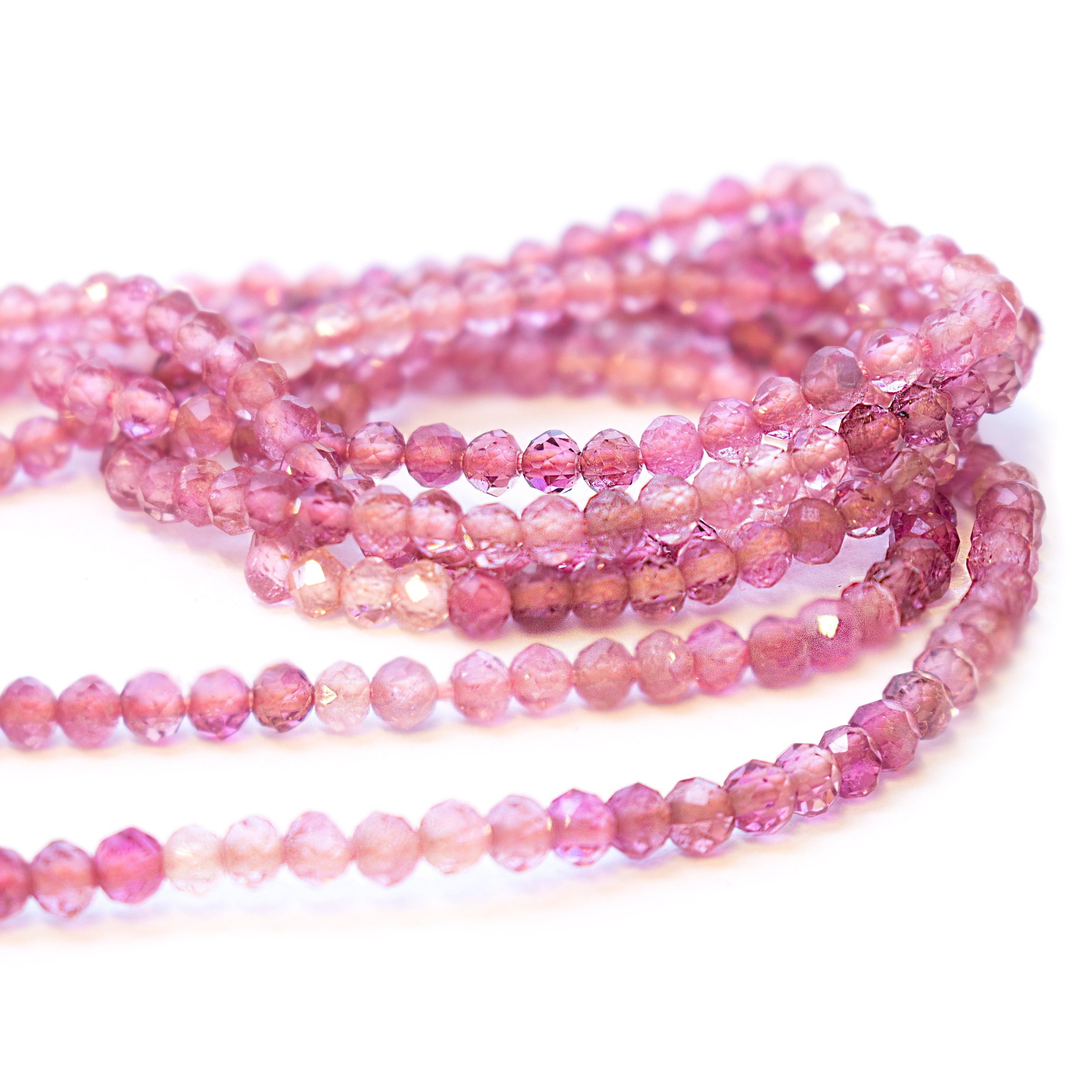 Pink Tourmaline Shaded Micro Faceted Round Beads Approx 2mm