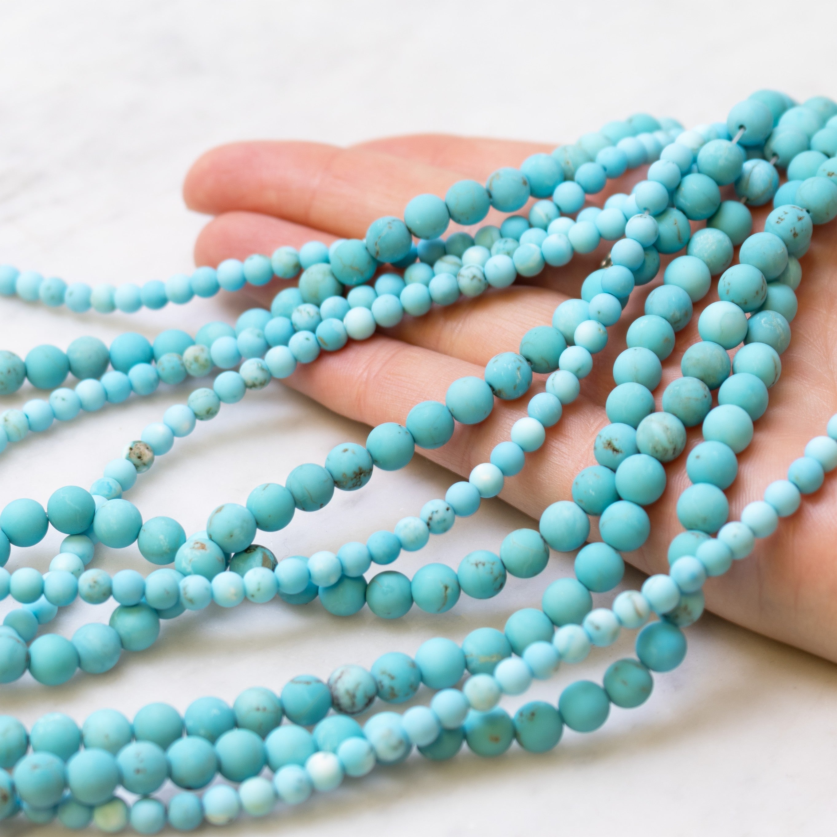 Matt Turquoise Magnesite Round Beads