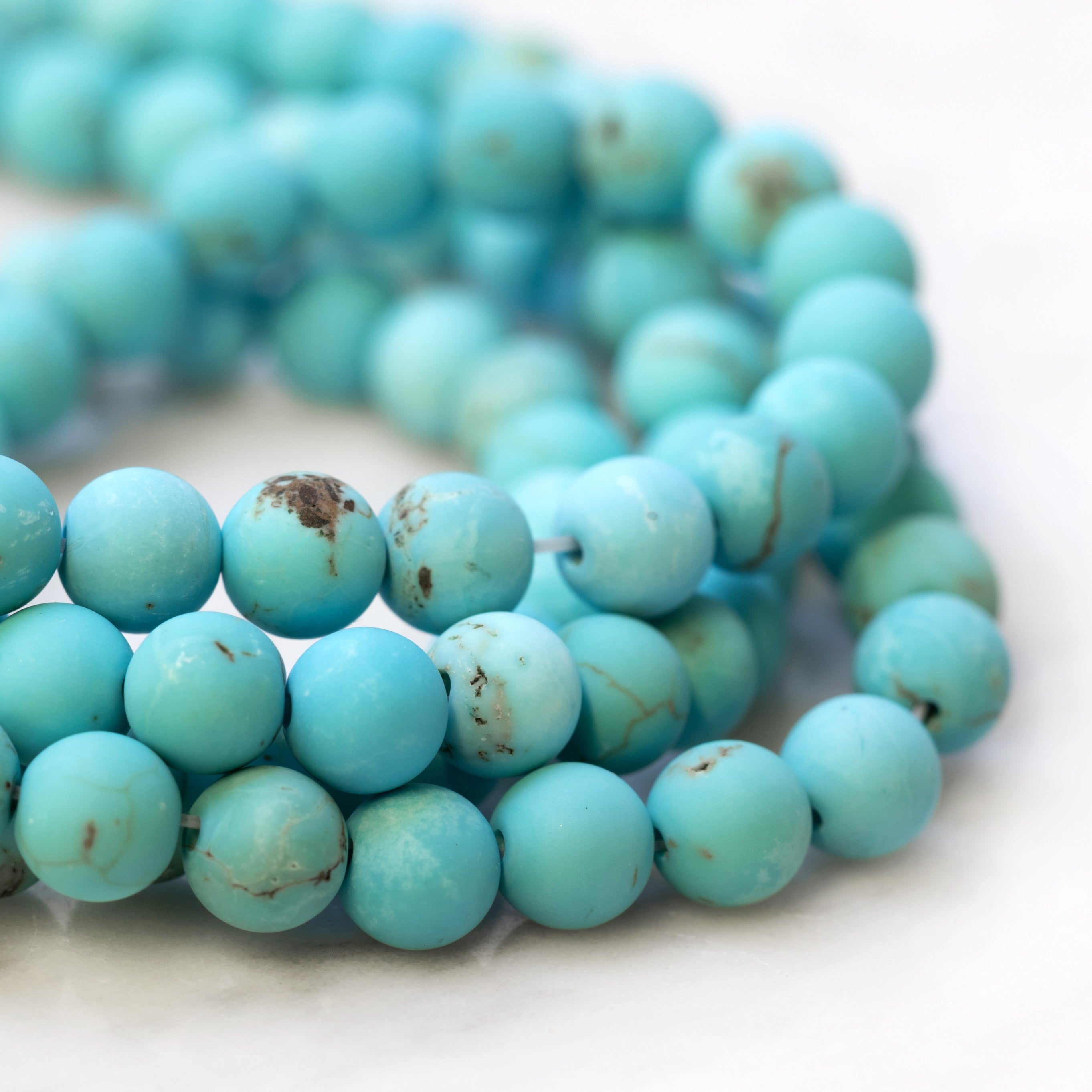 Matt Turquoise Magnesite Round Beads