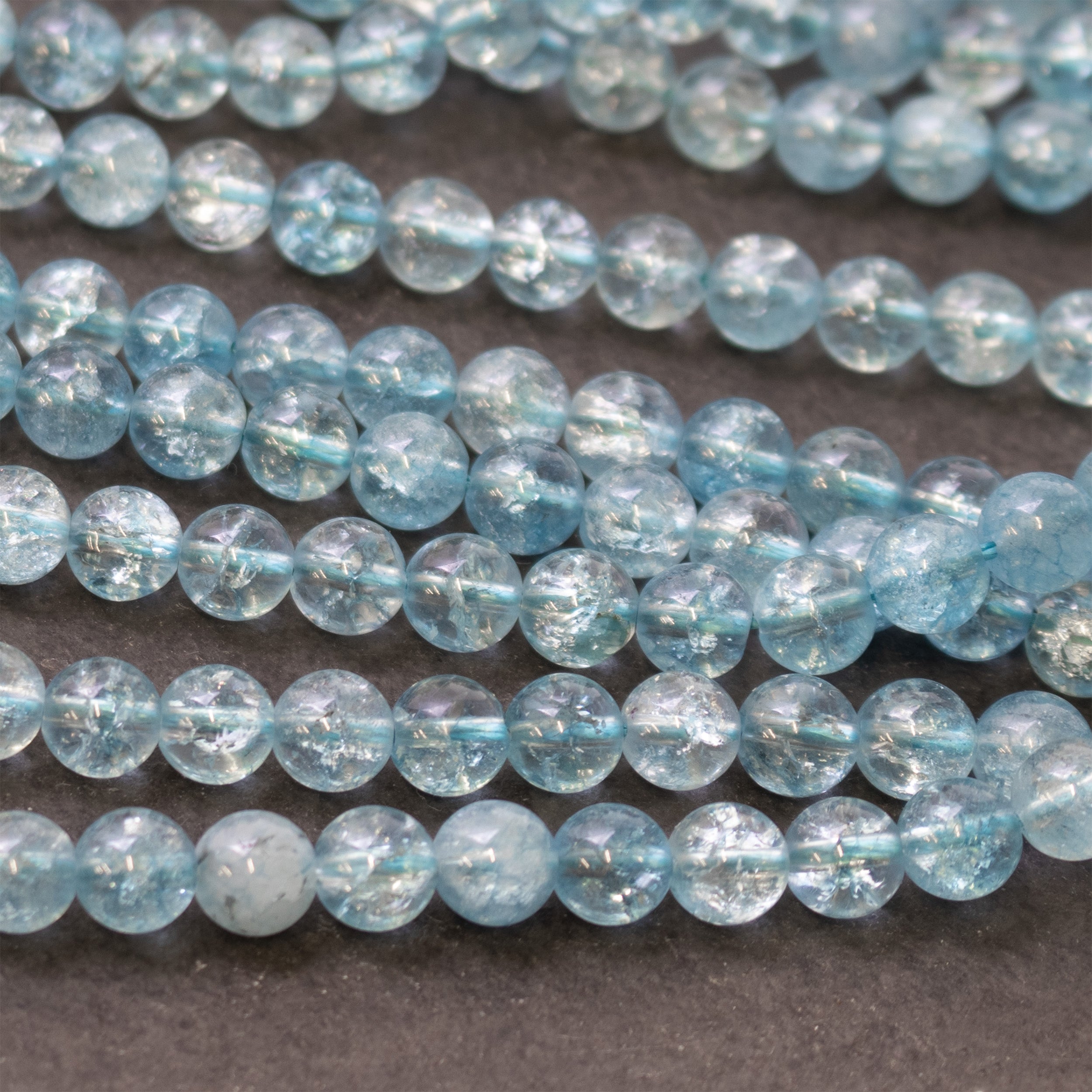 Blue Cracked Crystal Quartz Round Beads Approx 6mm