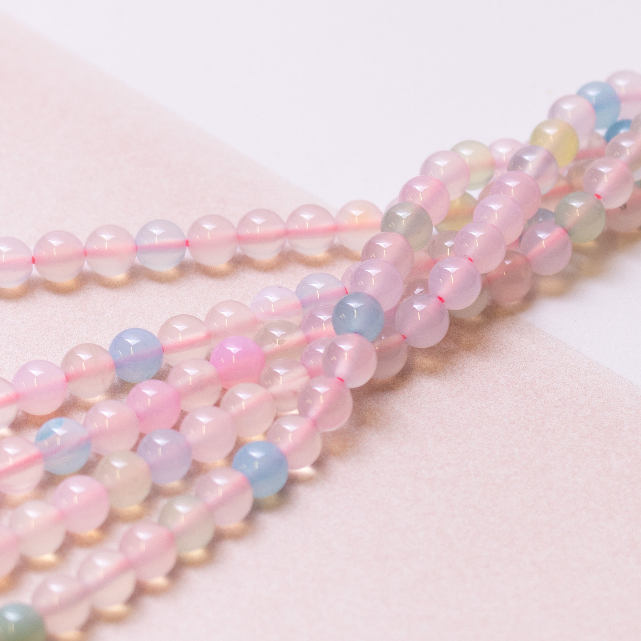 Multicoloured Pastel Agate Round Beads