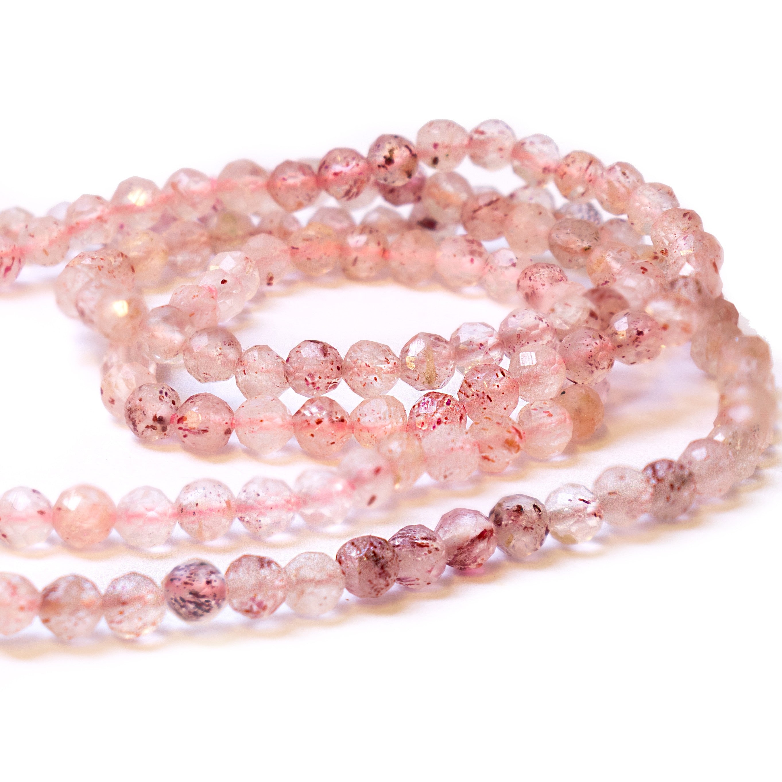 Strawberry Quartz Micro Faceted Round Beads Approx 2mm