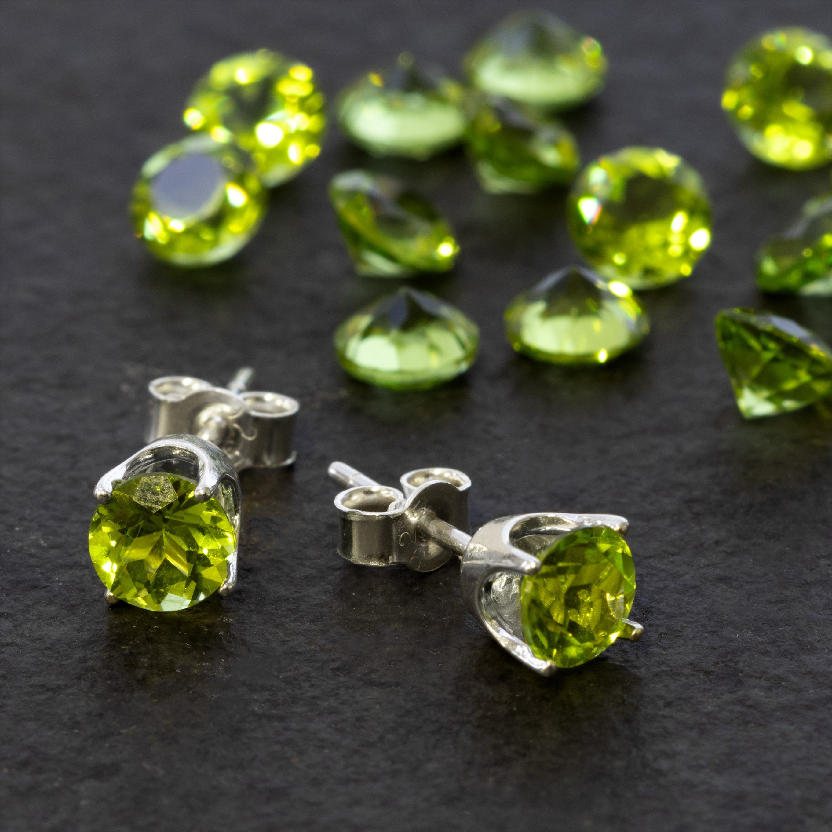 Sterling Silver 4 Prong Pre-Notched Earstud Settings For Faceted Stones