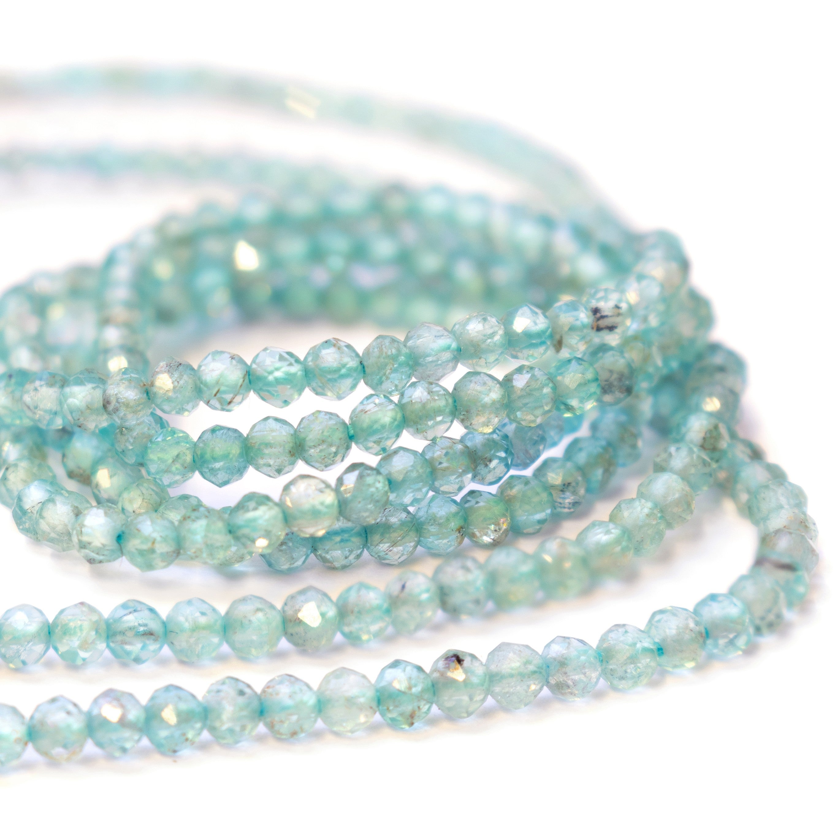 Apatite Micro Faceted Round Beads Approx 2mm