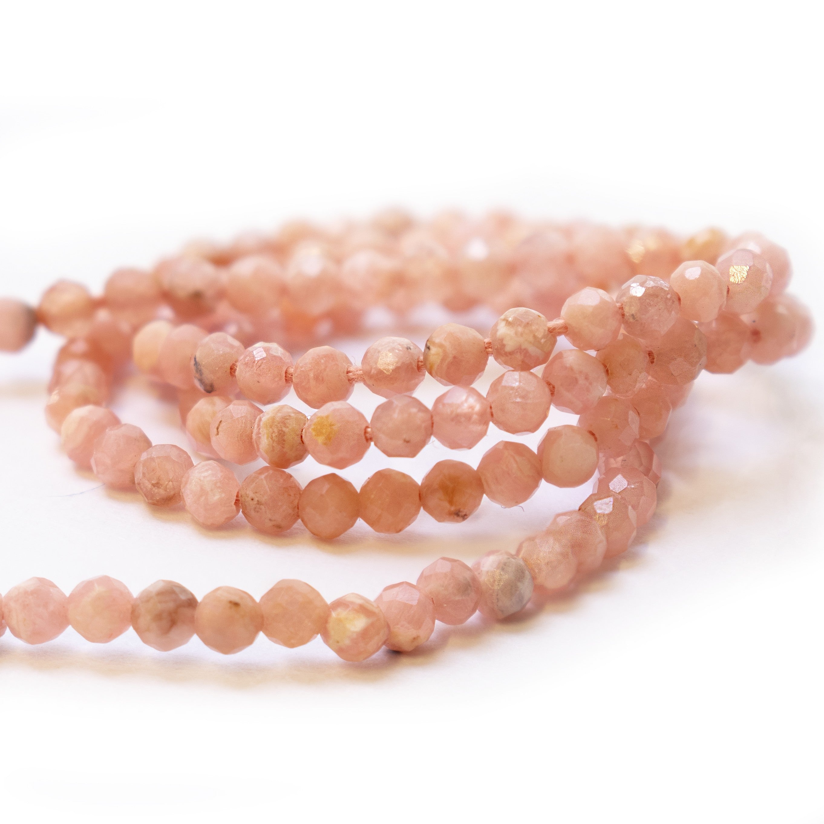 Rhodochrosite Micro Faceted Round Beads Approx 2mm