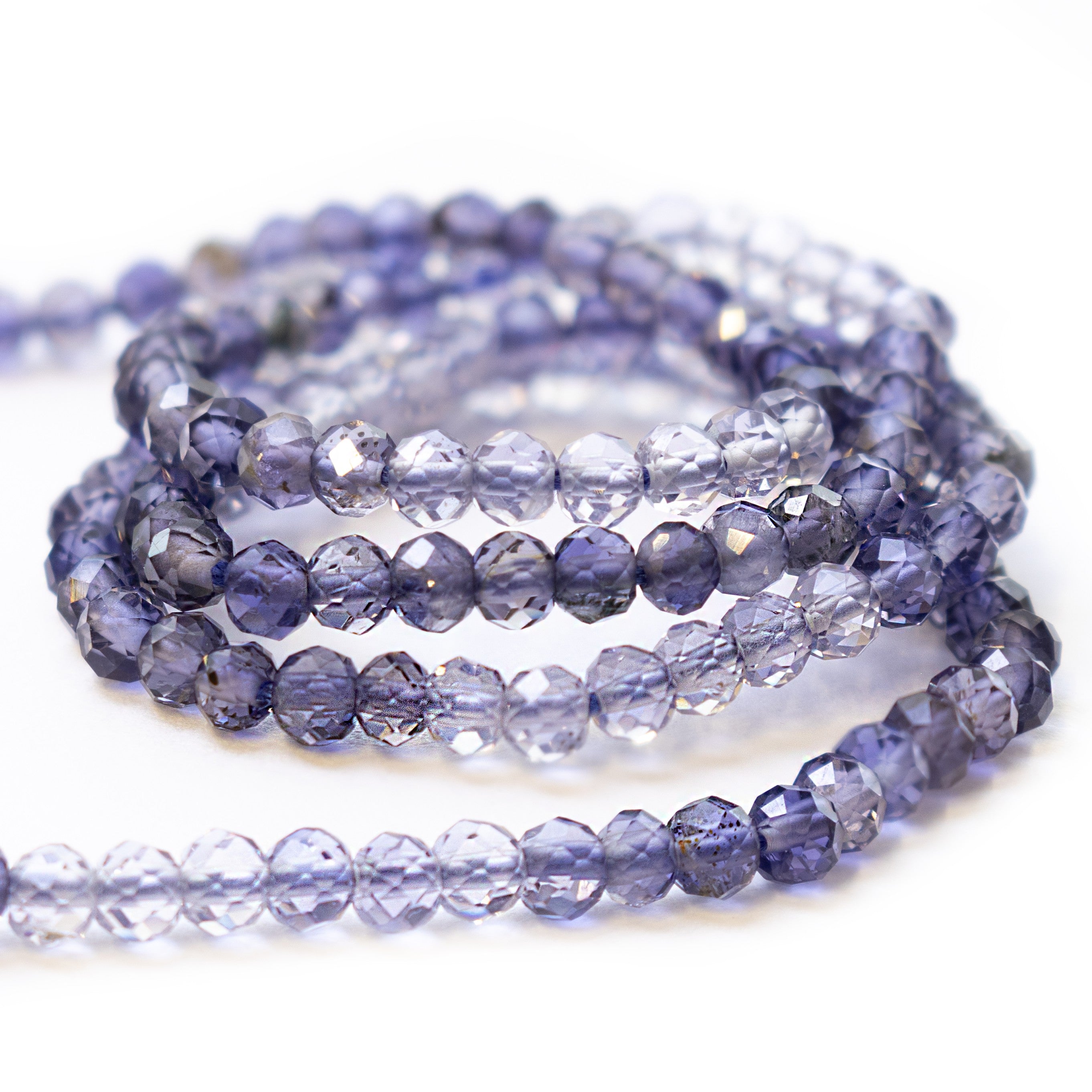 Iolite Shaded Micro Faceted Round Beads Approx 2mm