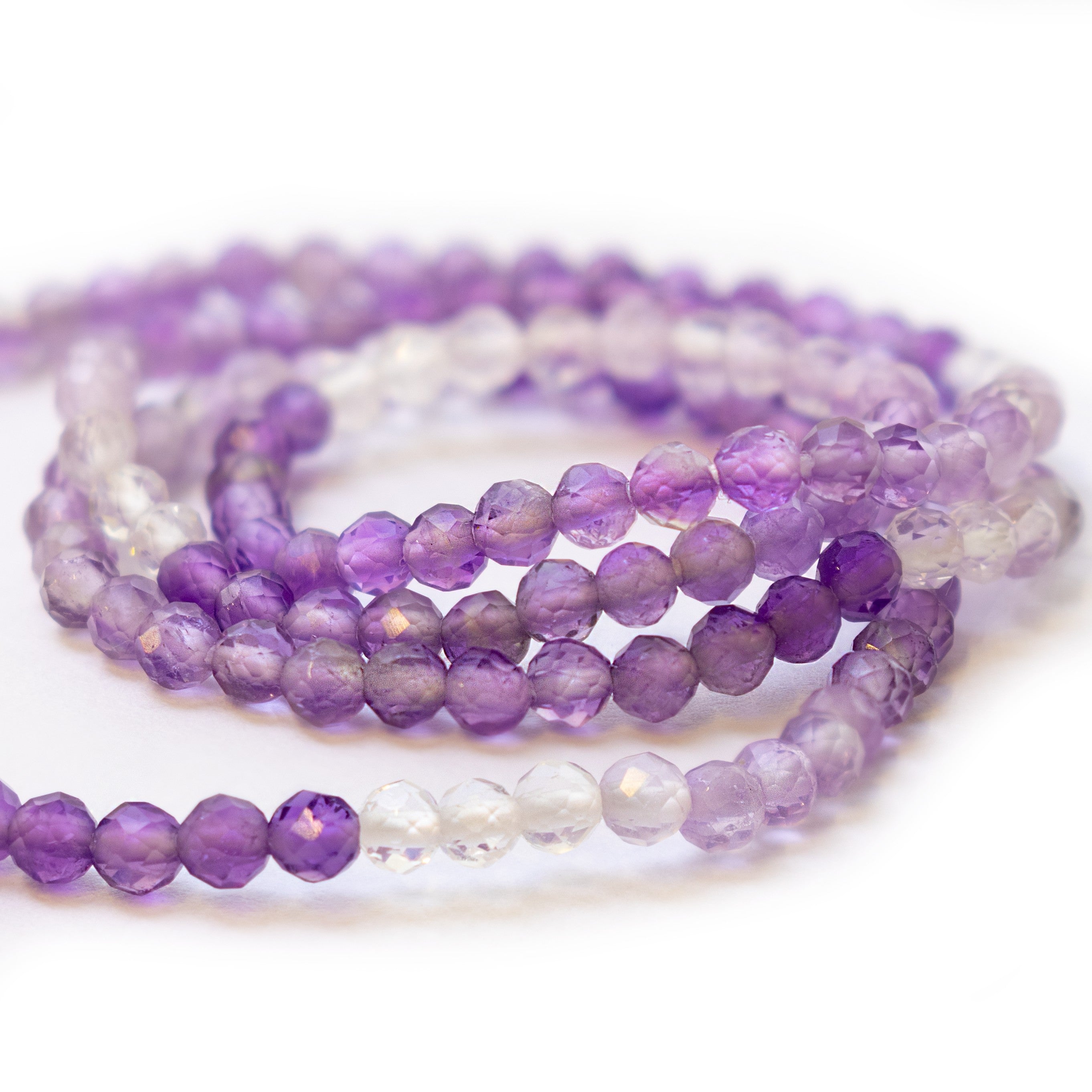 Amethyst Ombre Faceted Round Beads Approx 2mm