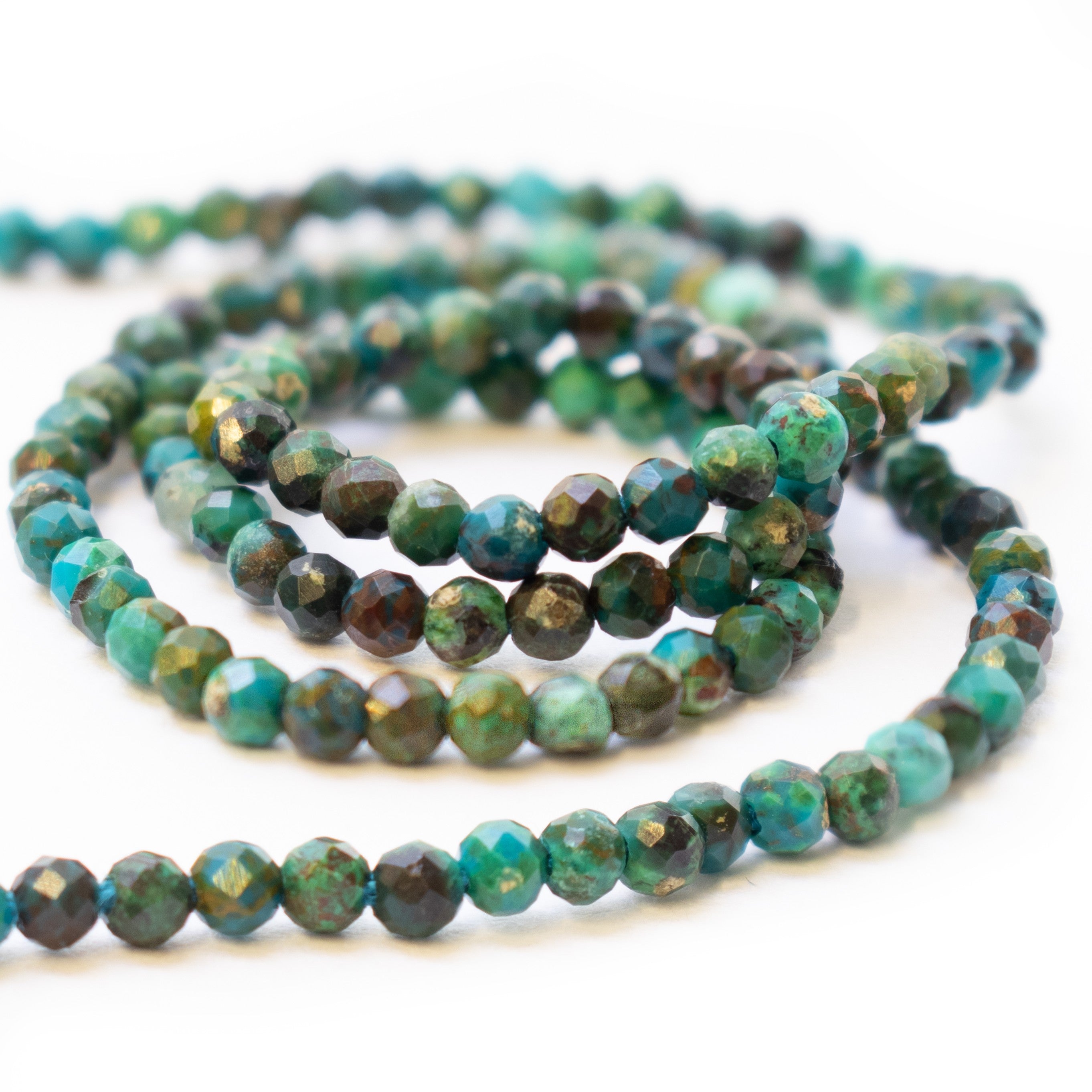 Chrysocolla Micro Faceted Round Beads Approx 1.5mm
