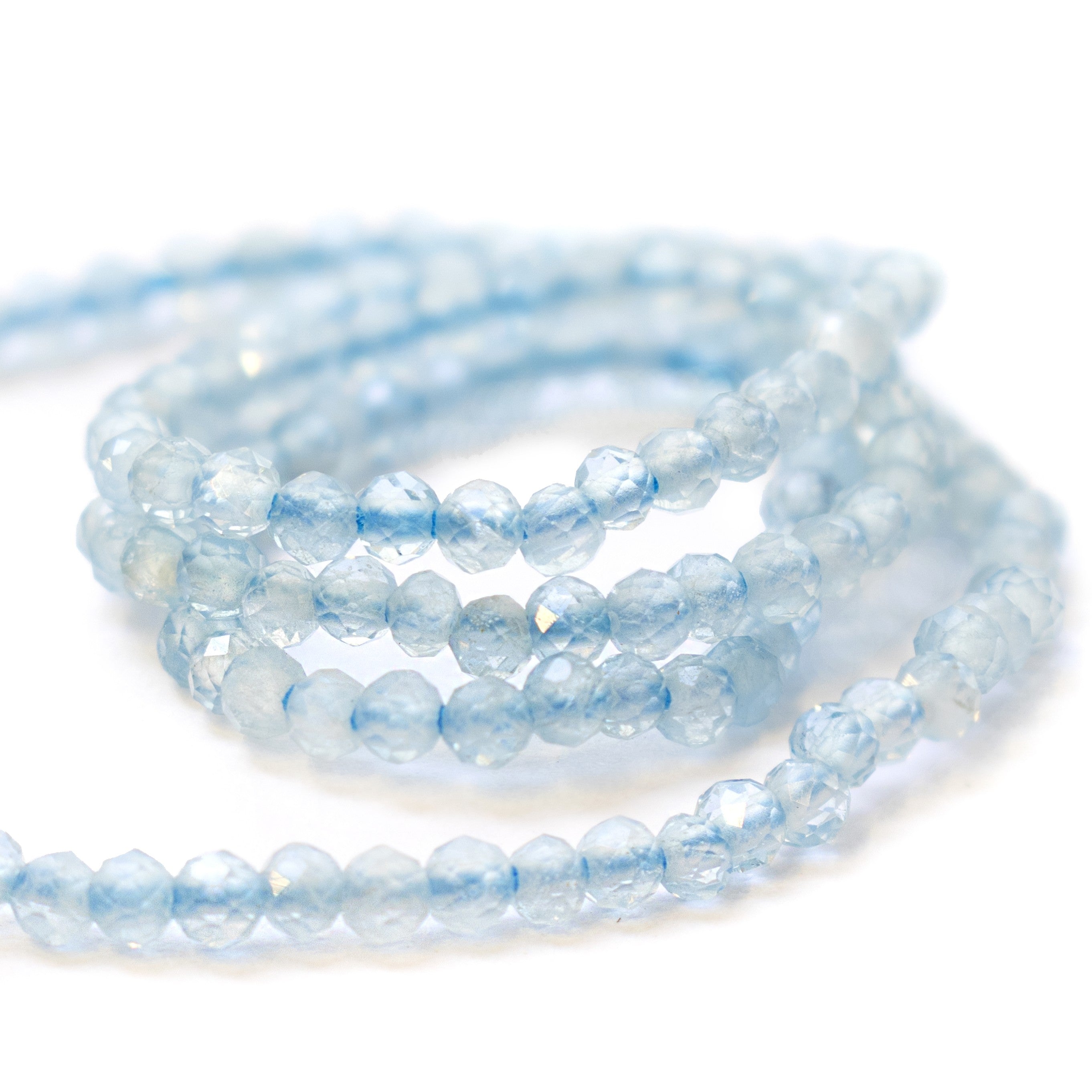 Aquamarine Micro Faceted Round Beads Approx 1.8mm