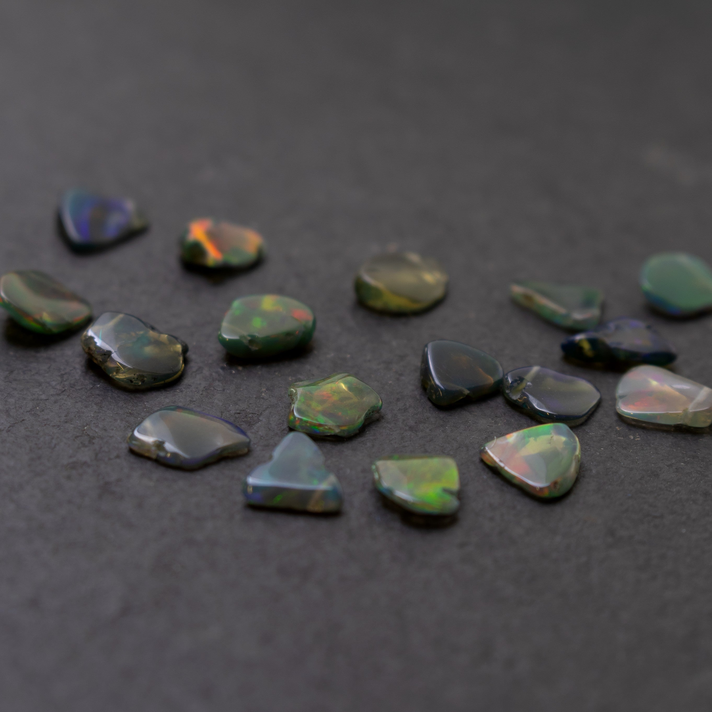 Rough Ethiopian Smoked Black Opal Slice Beads pk10