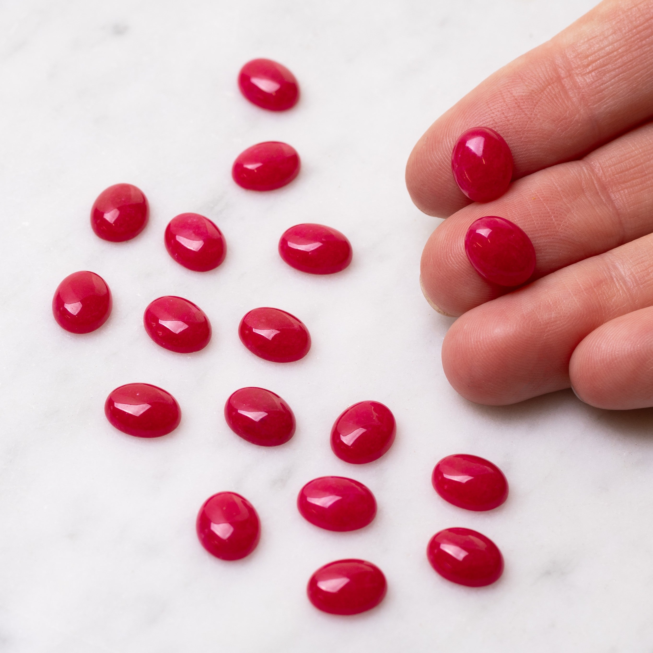 Cherry Red Agate Cabochons 10x8mm Oval