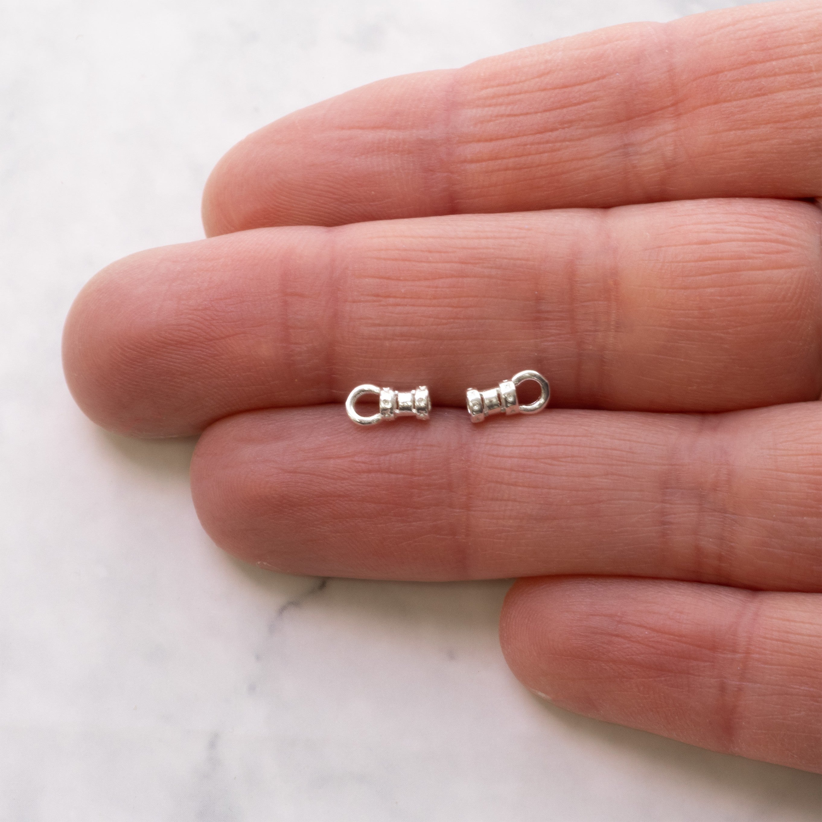 Silver Plated Decorative Crimp With Loop Pair