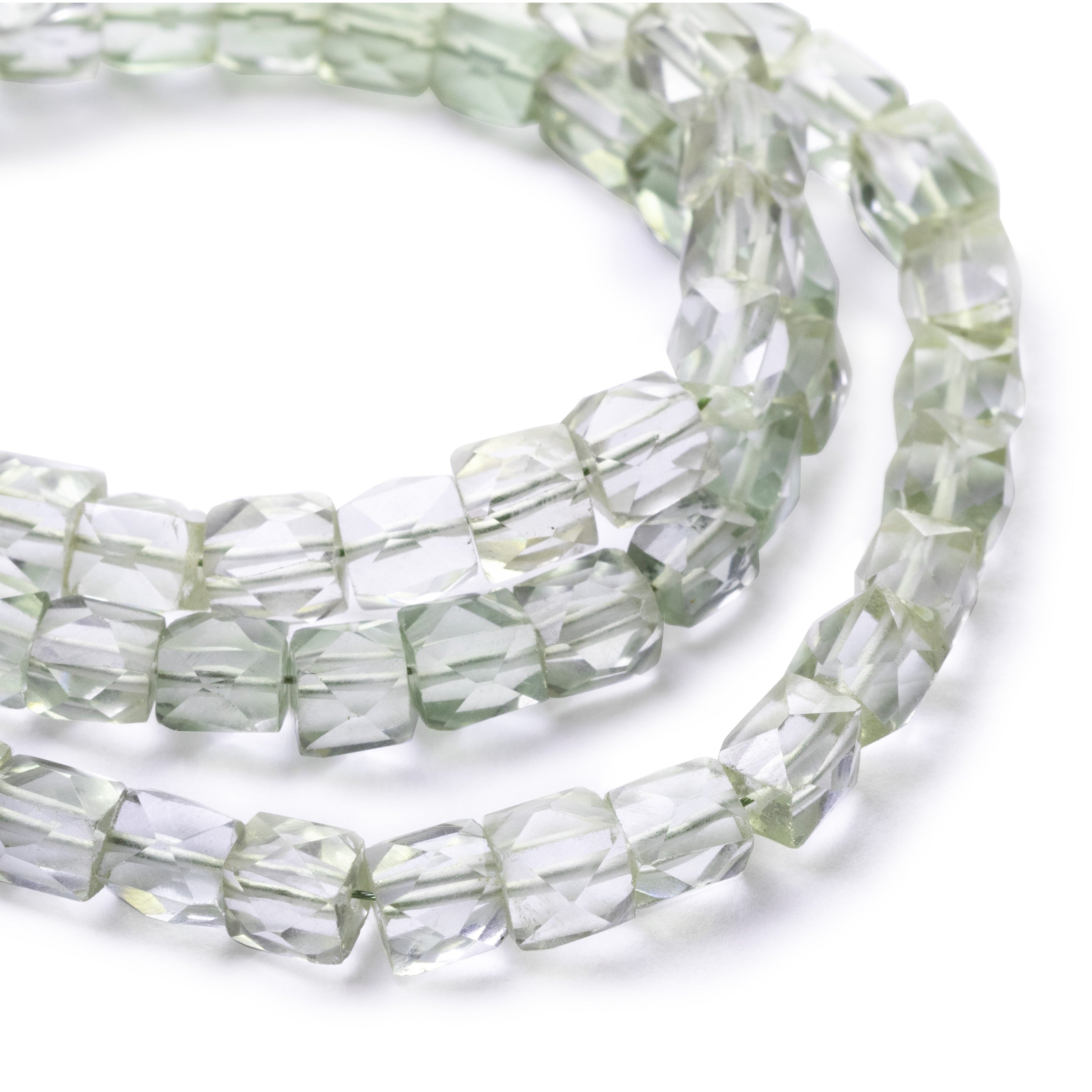 Green Amethyst Faceted Puffed Cube Beads Approx 4mm