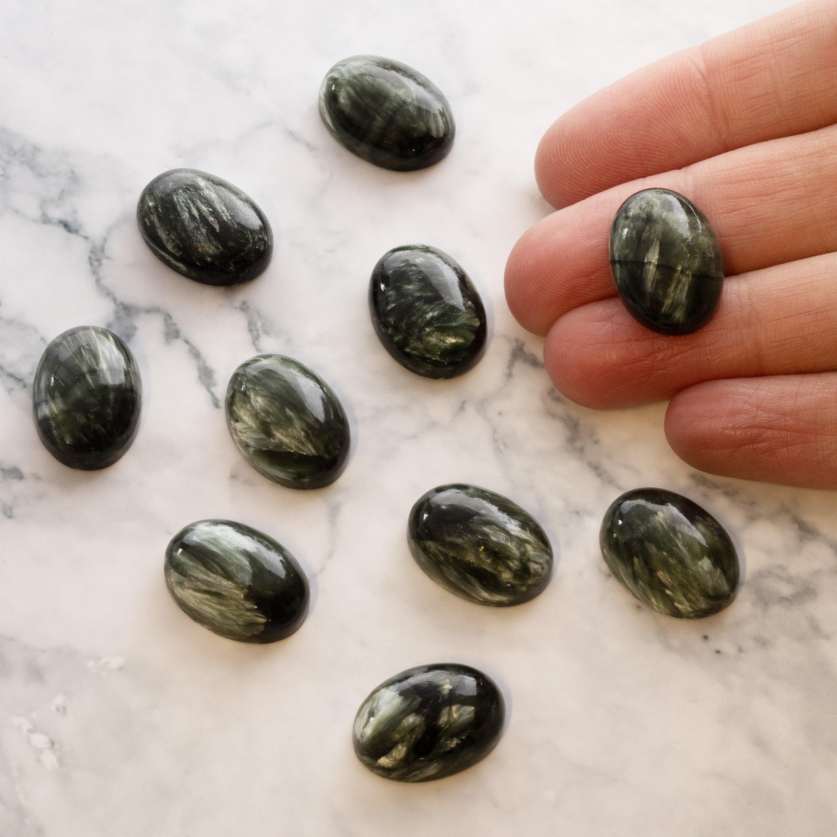 Seraphinite Cabochons Approx 18x13mm