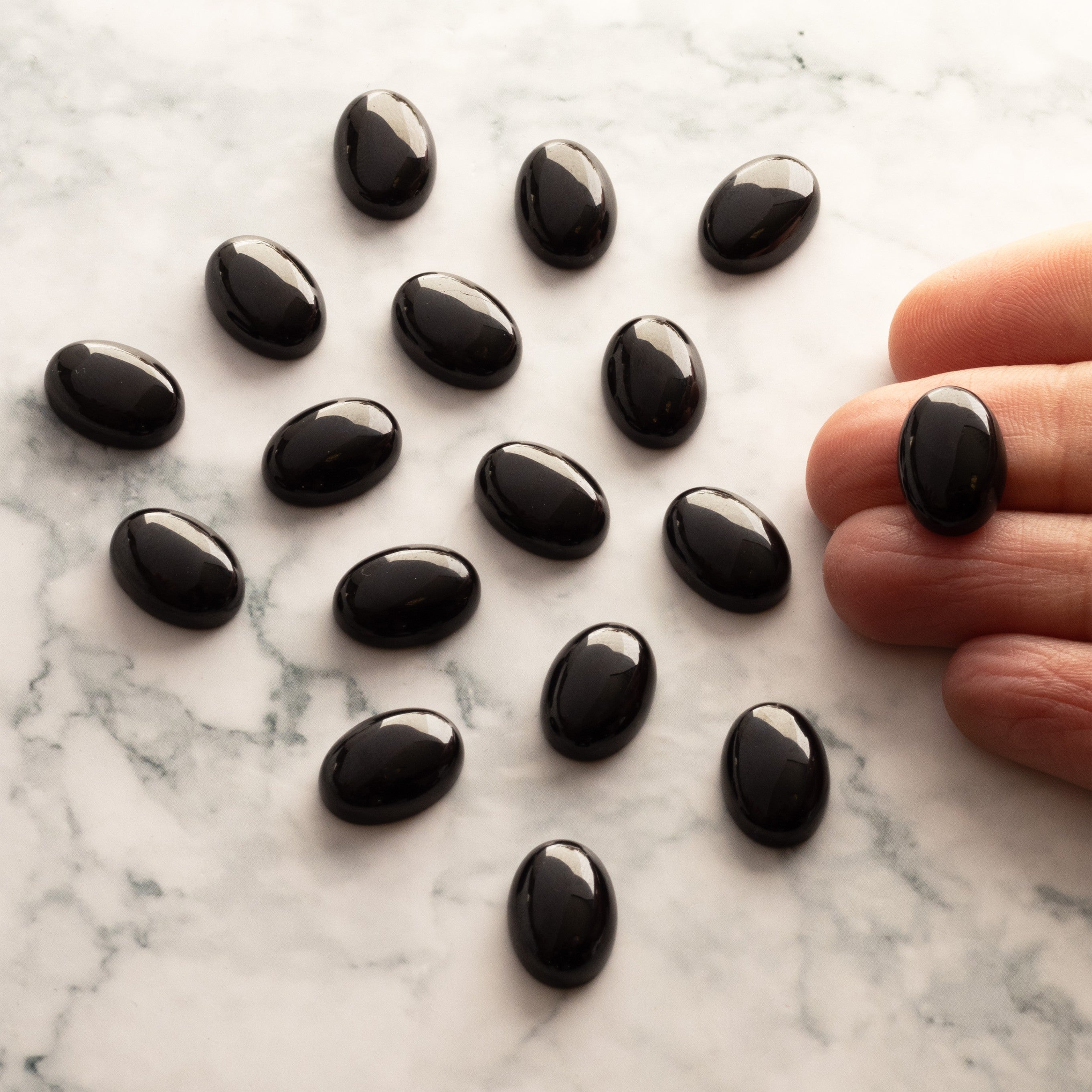 Black Spinel Cabochons 14x10mm Oval