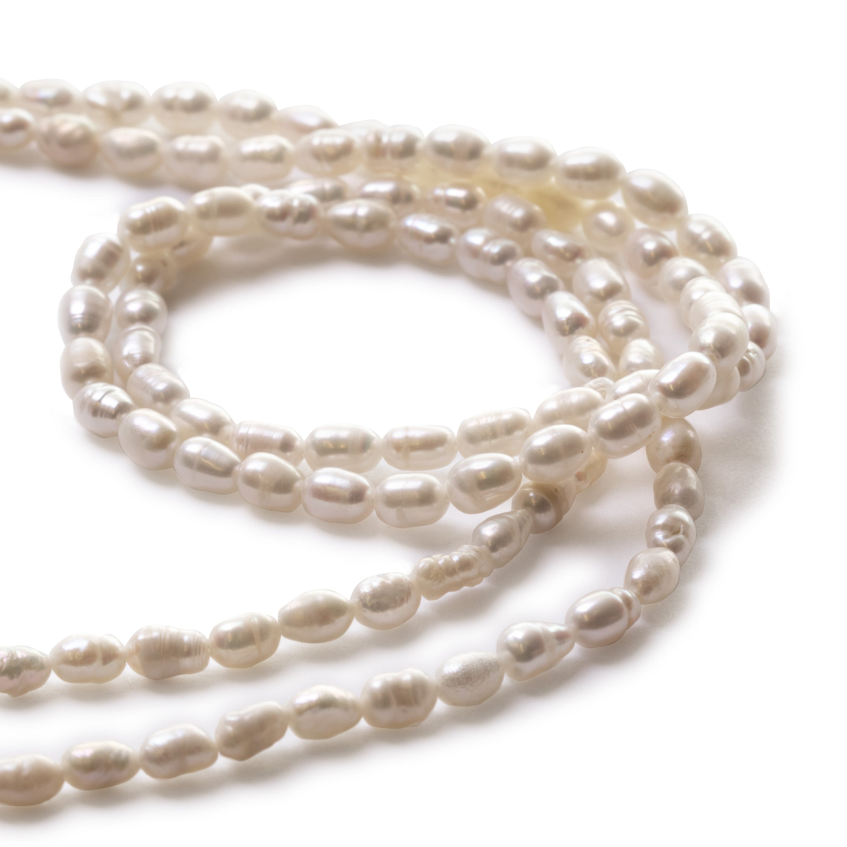 Cultured Freshwater Rustic White Rice Shaped Pearls