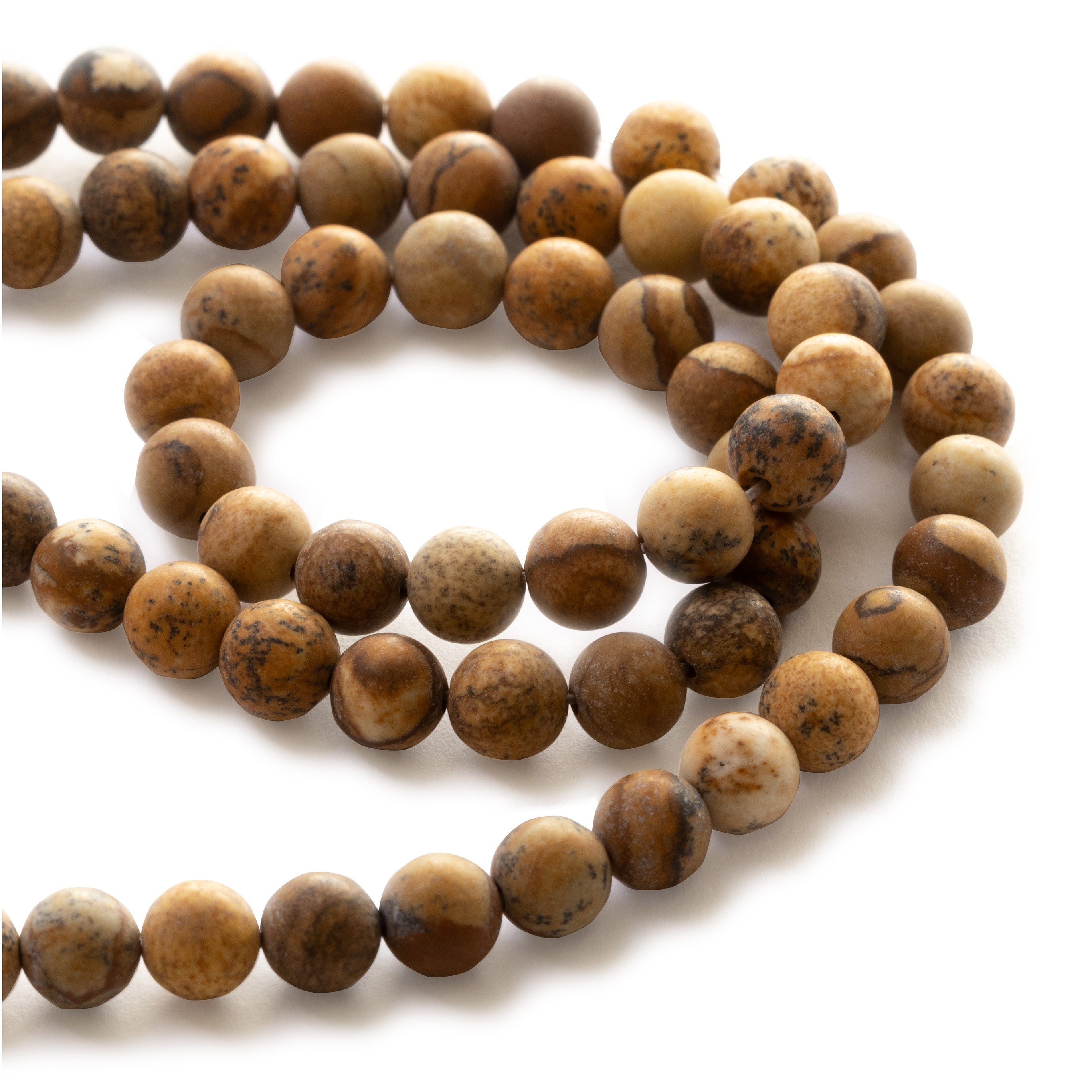 Matte Picture Jasper Round Beads