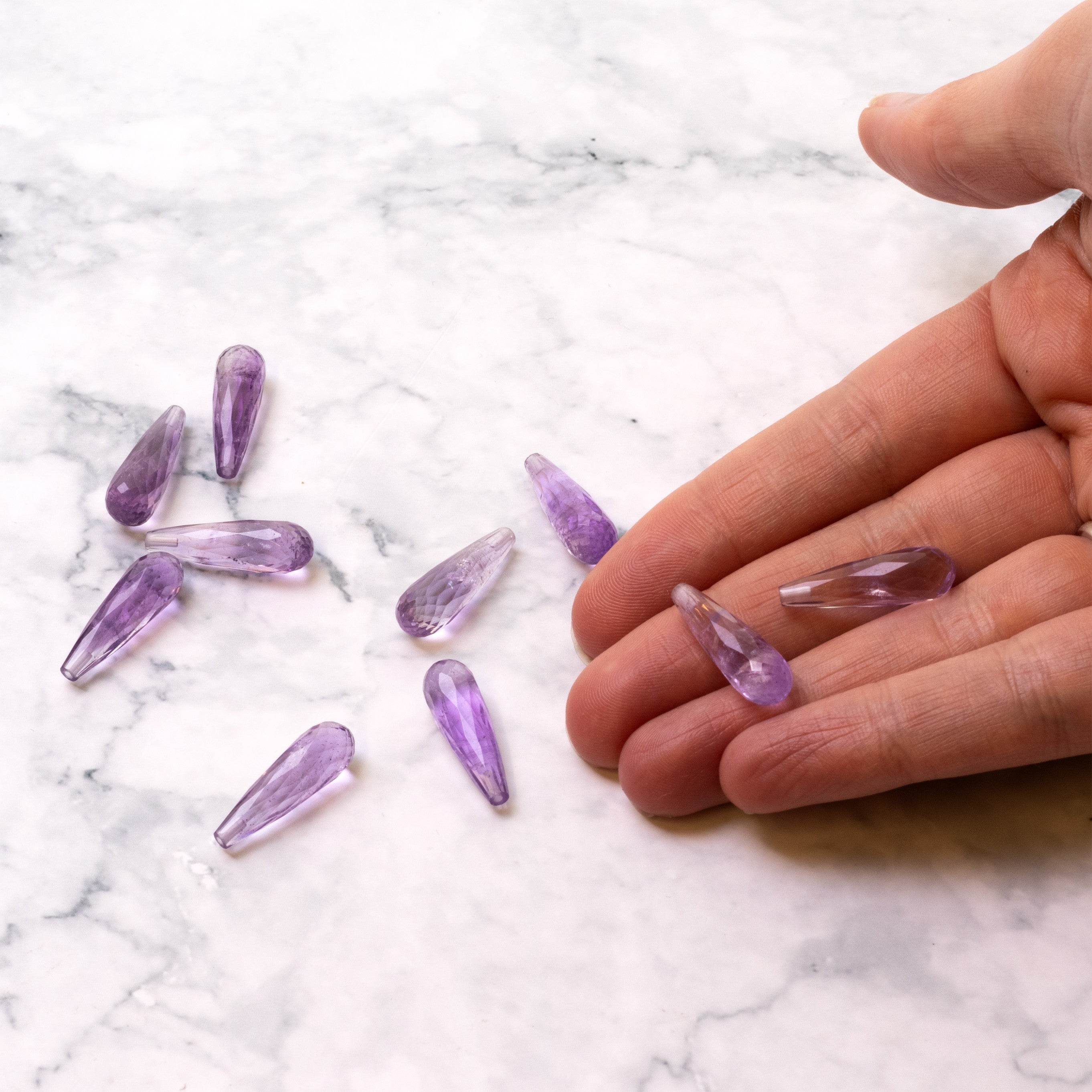 Amethyst Top Drilled Faceted Teardrop Gemstone Bead Approx 22x7mm