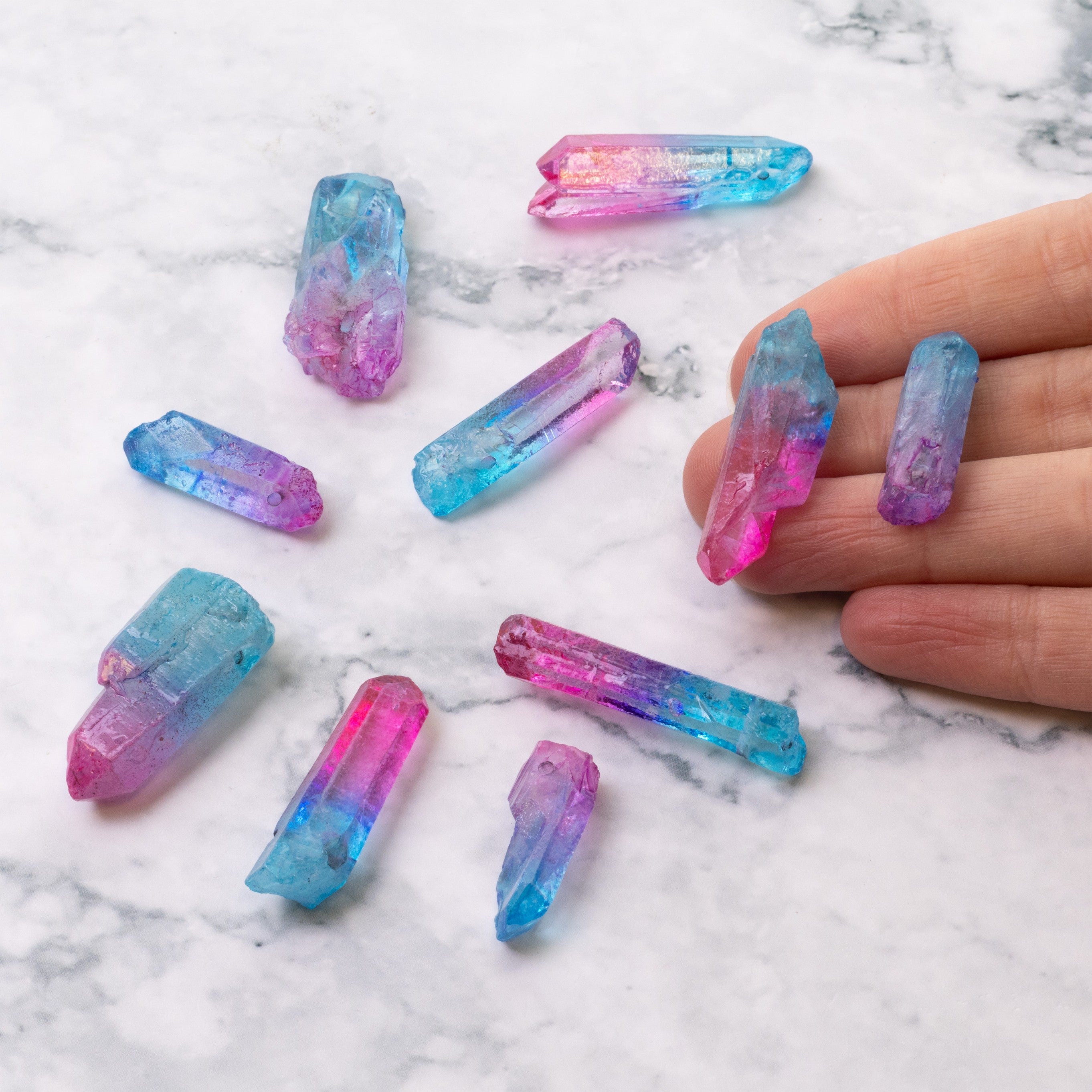 Mystic Mermaid Quartz Crystal Point Beads pk10