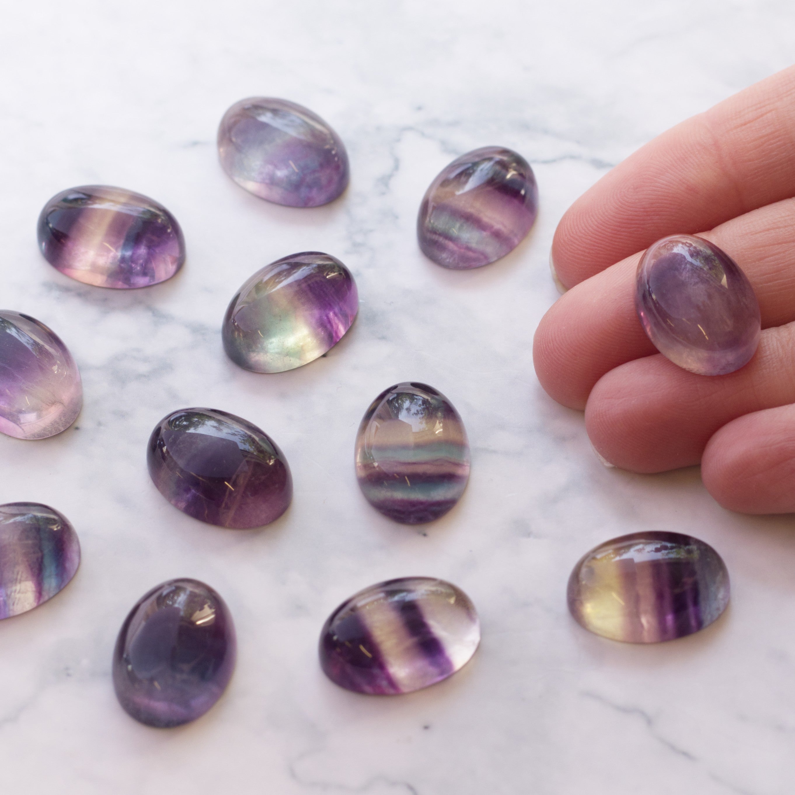Purple Fluorite Cabochons 18x13mm Oval