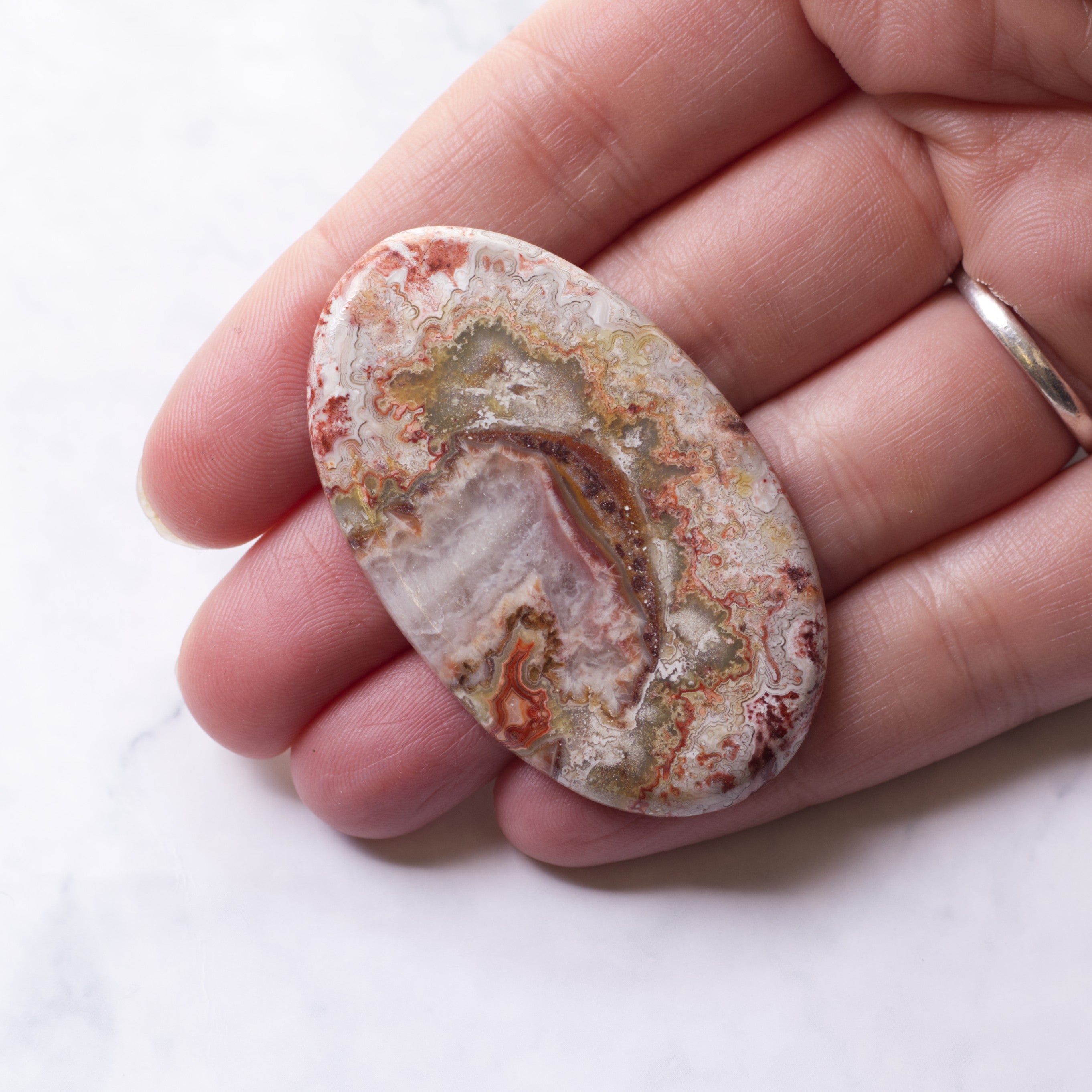 Crazy Lace Agate Freeform Cabochon Approx 51.5x31mm