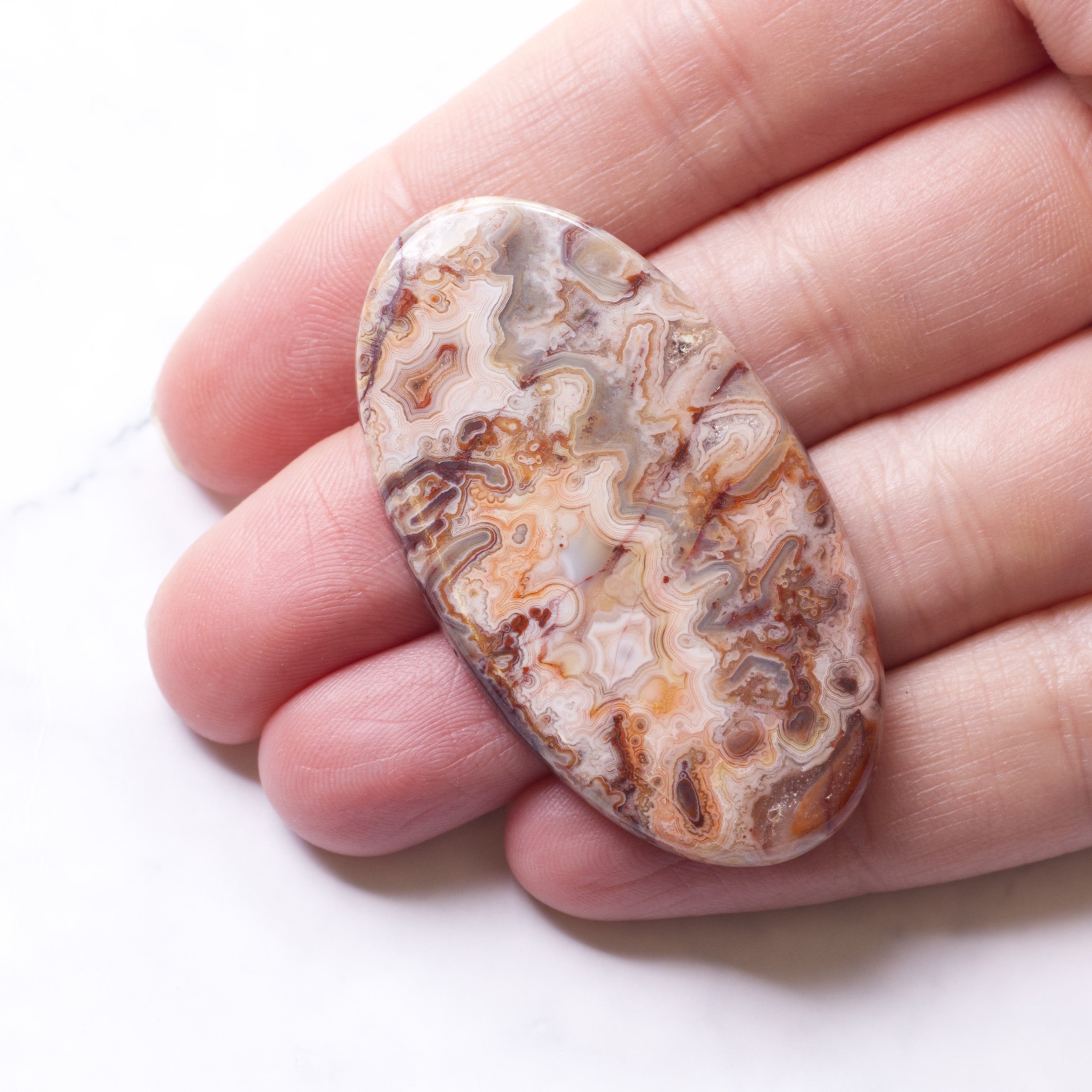 Crazy Lace Agate Freeform Cabochon Approx 50x26.5mm