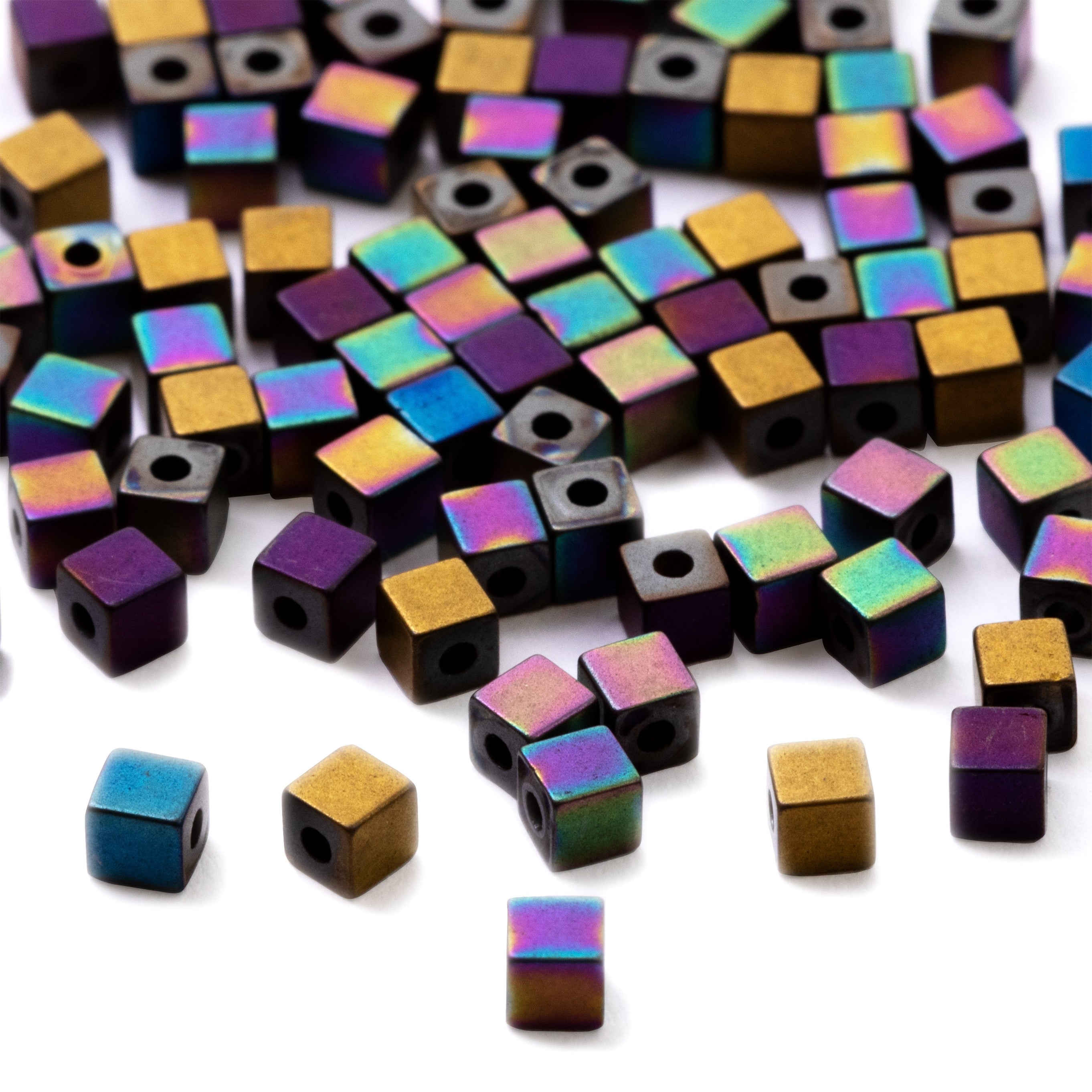 Kaleidoscope Hematite Mixed Cube Bead Pack
