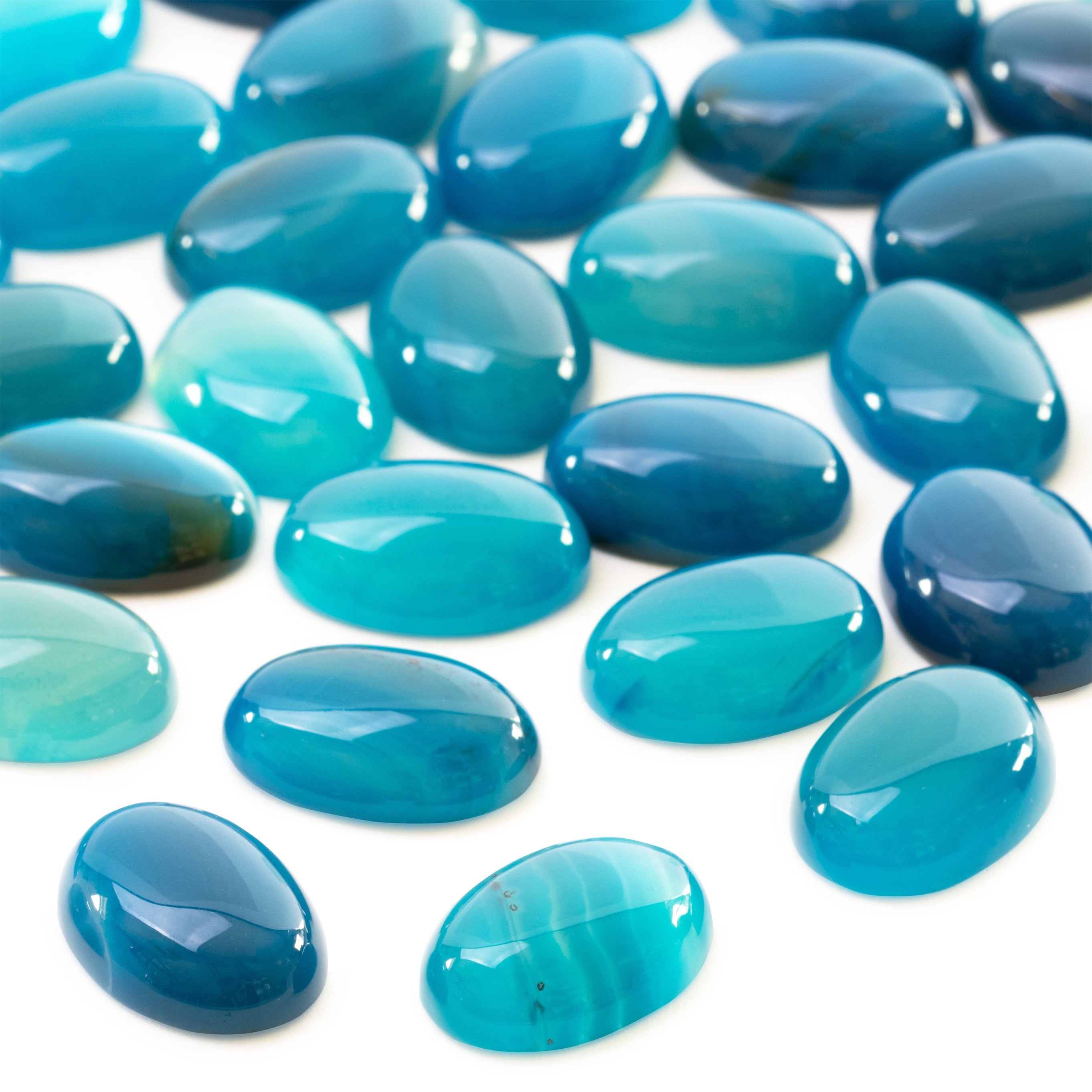 Ocean Blue Agate Cabochons 18x13mm Oval
