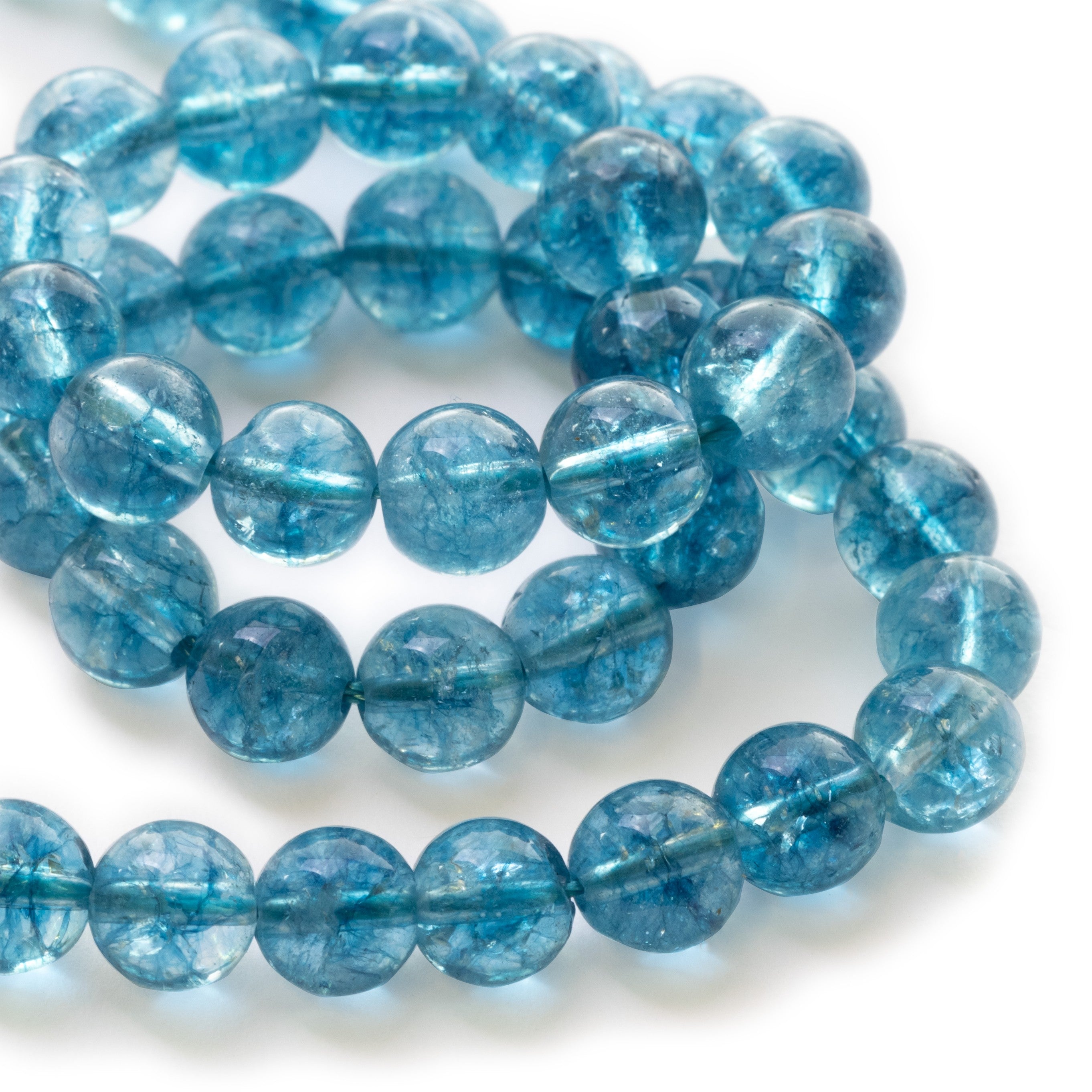 Blue Cracked Crystal Quartz Round Beads Approx 6mm