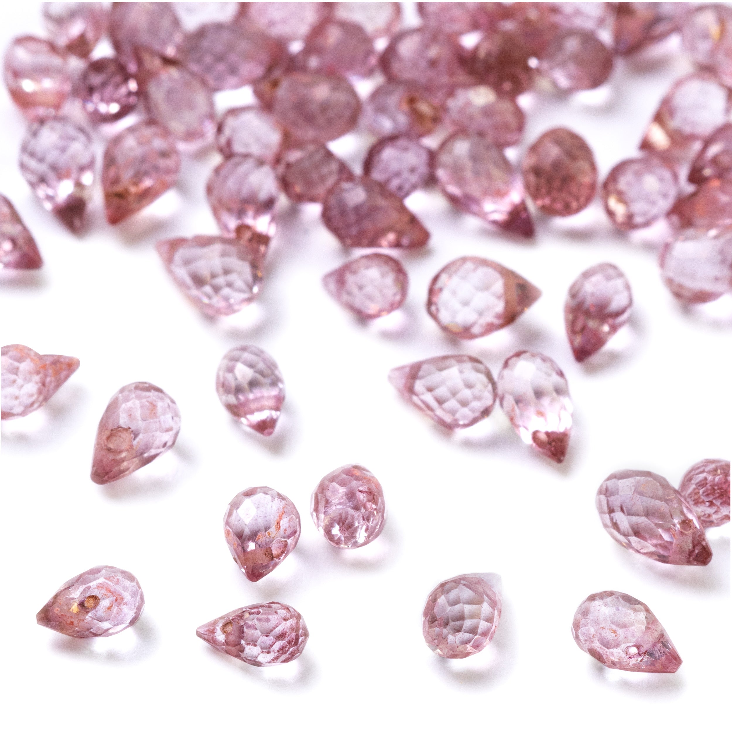 Pink Topaz Faceted Drop Briolette Beads Approx 5x3mm pk10 Beads