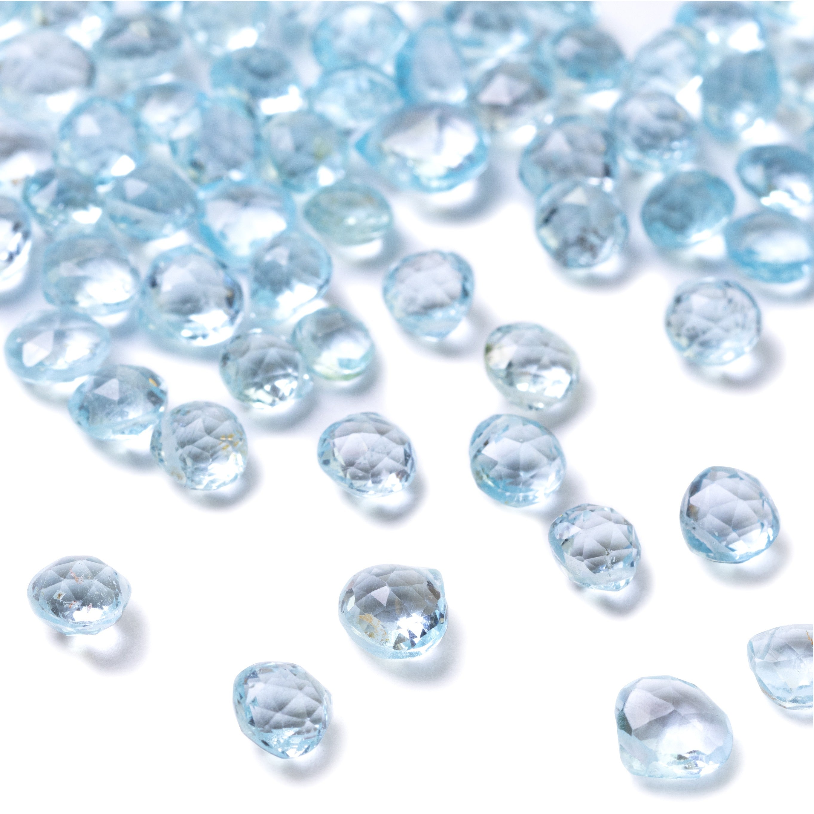 Sky Blue Topaz Faceted Heart Briolette Beads Approx 5mm
