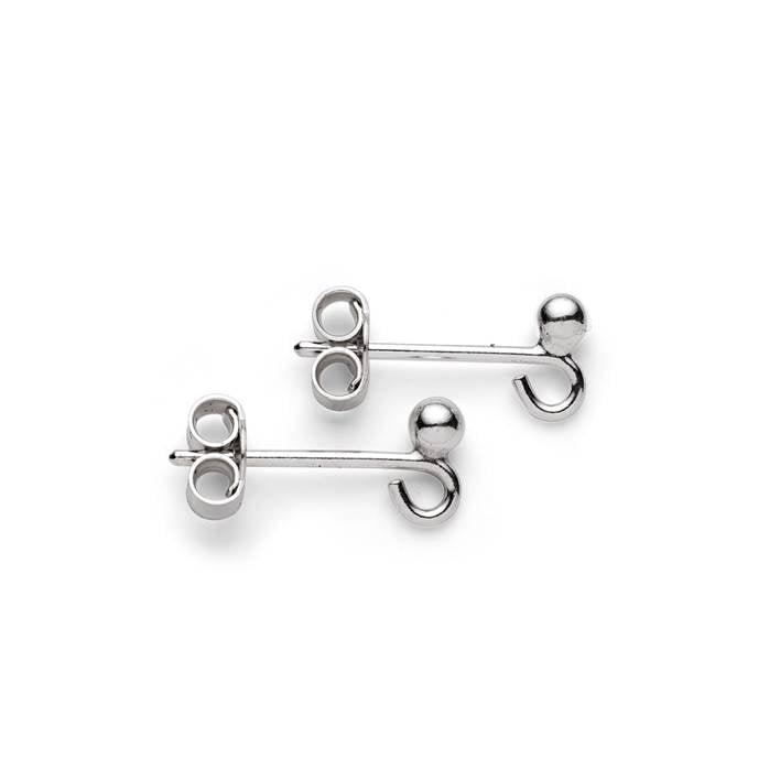 Sterling Silver French Earstuds With Ball & Loop Pair