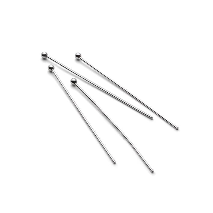 Sterling Silver 32mm Headpins With Ball pk10