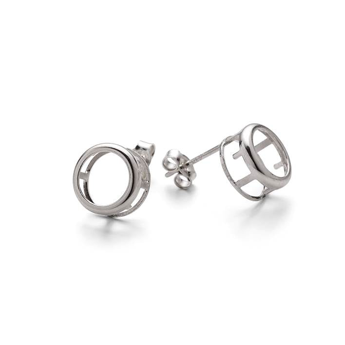 Sterling Silver Backset Stud Earring Settings Pair