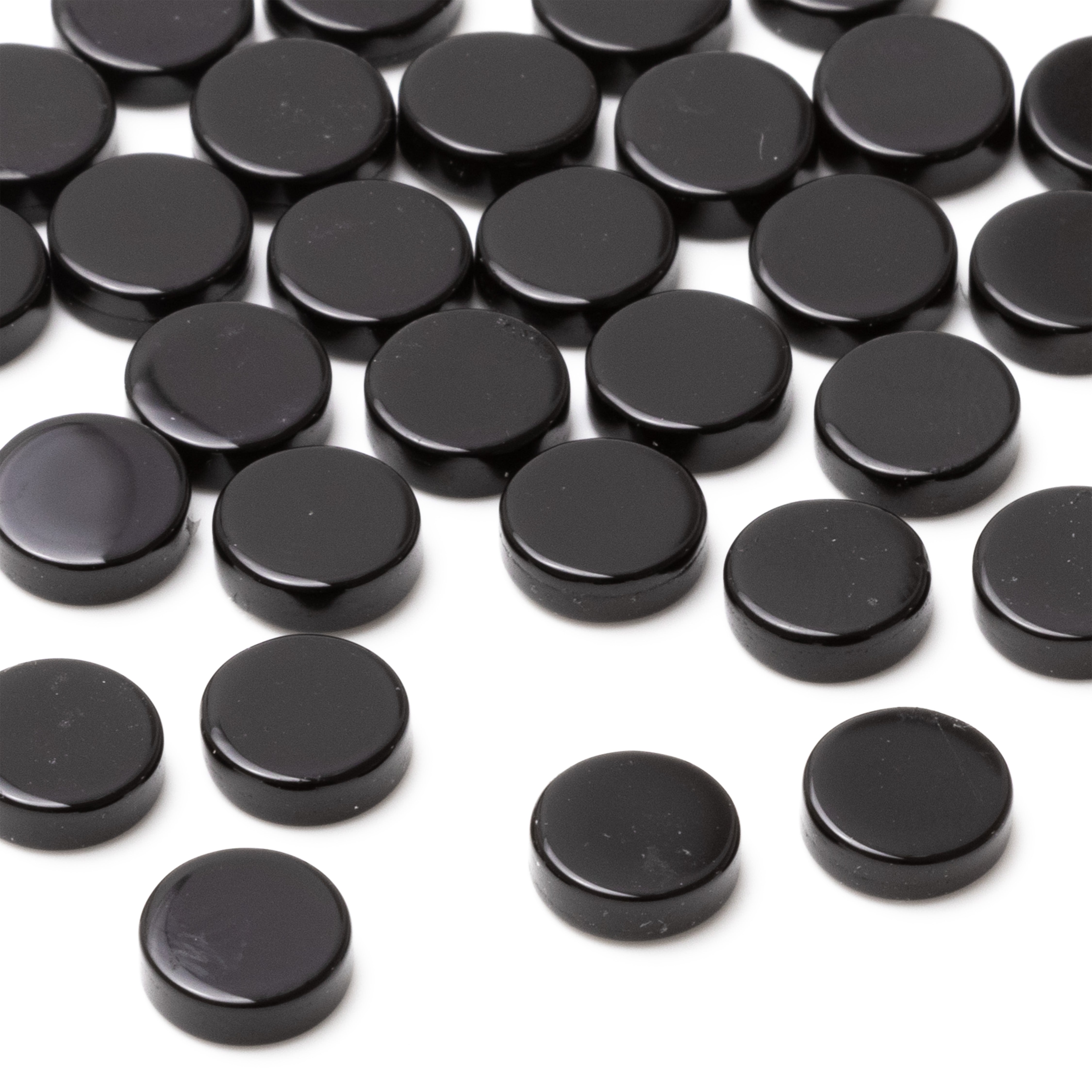 Black Agate Flat Round Cabochons 8mm