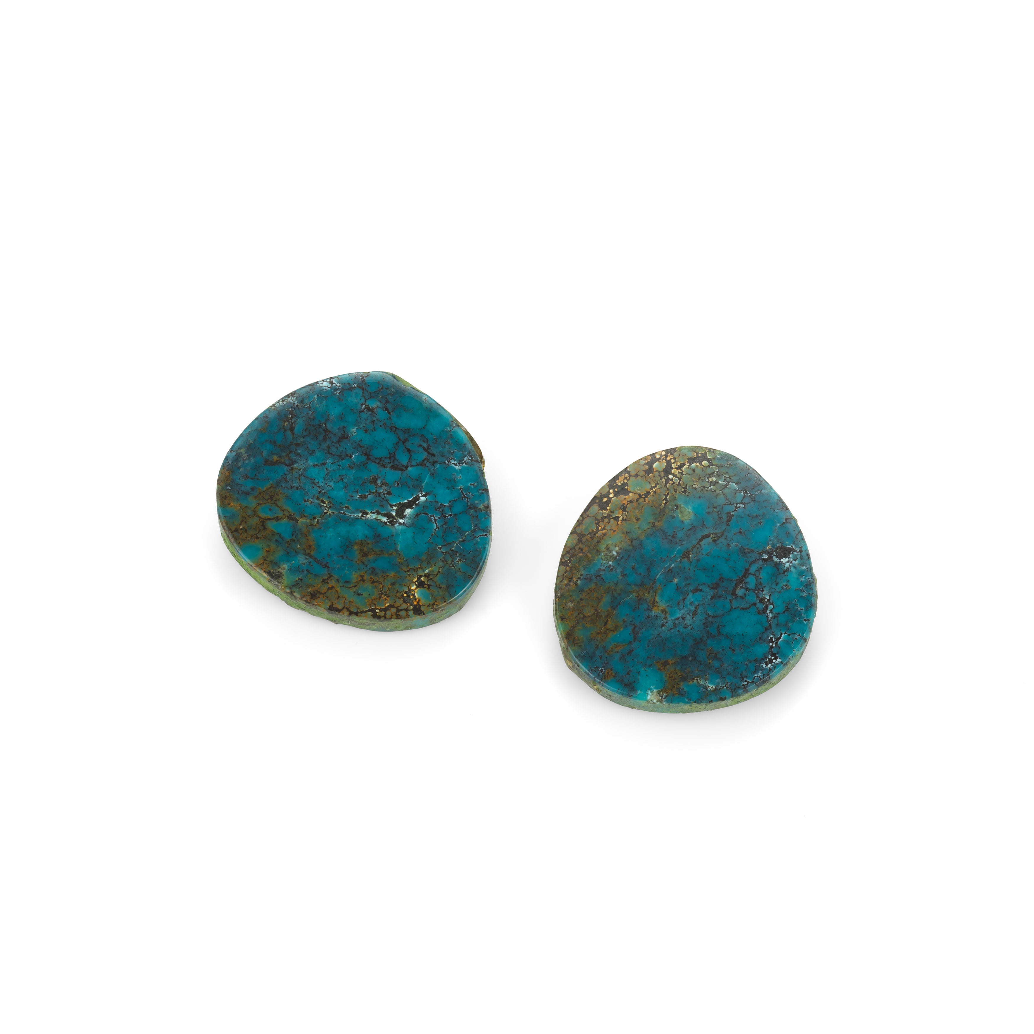 Pair of Turquoise Freeform Cabochons
