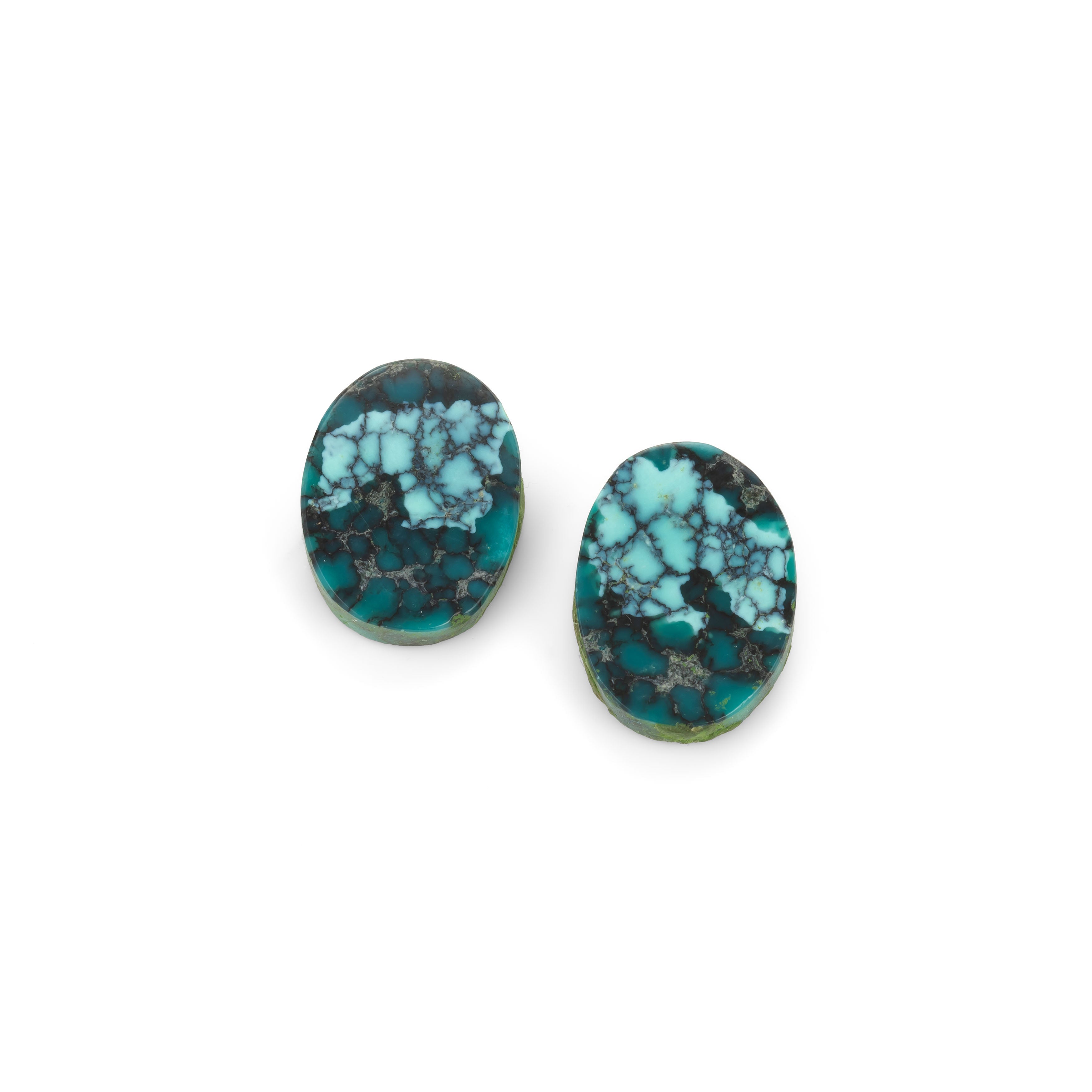Pair of Turquoise Freeform Cabochons