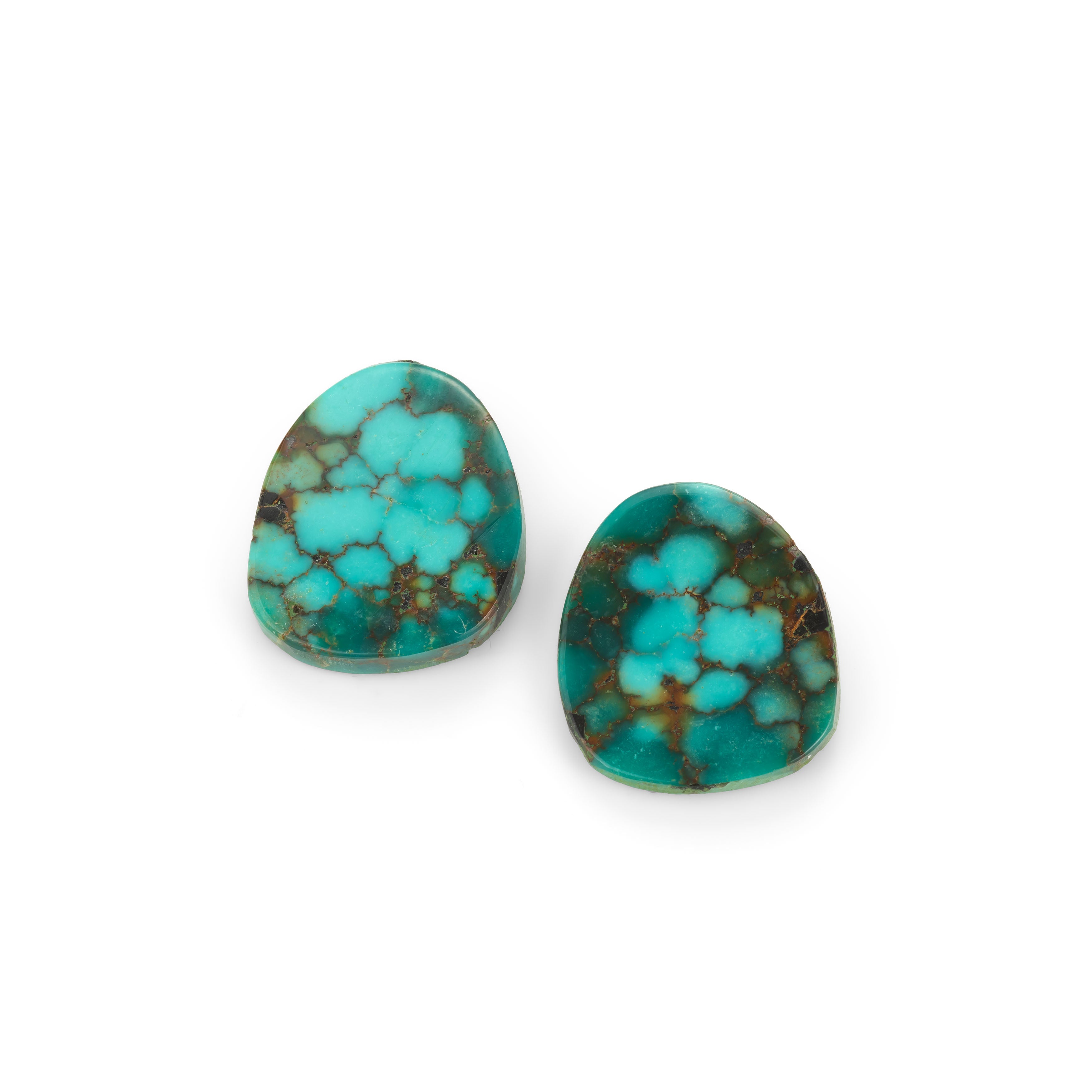 Pair of Turquoise Freeform Cabochons