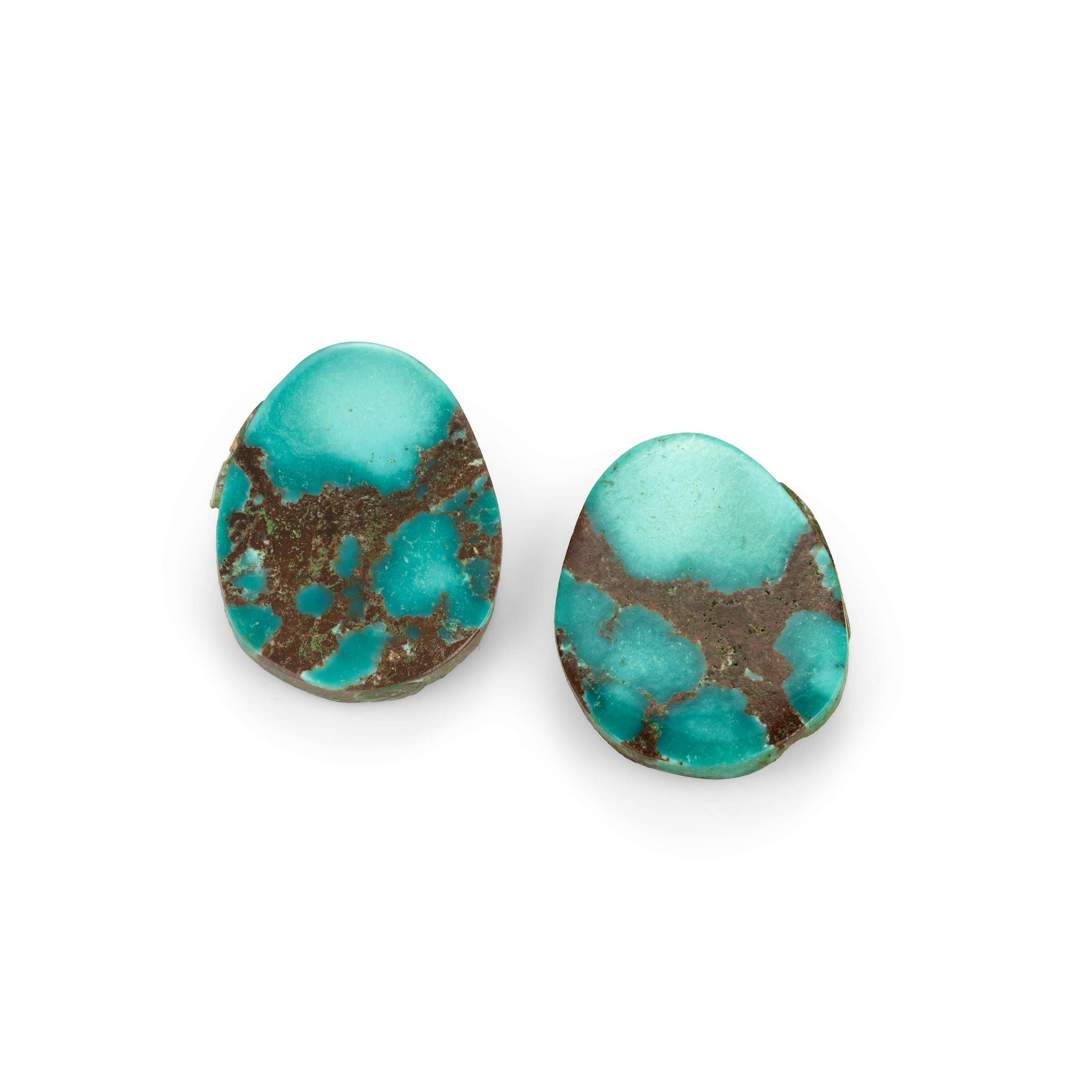 Pair of Turquoise Freeform Cabochons