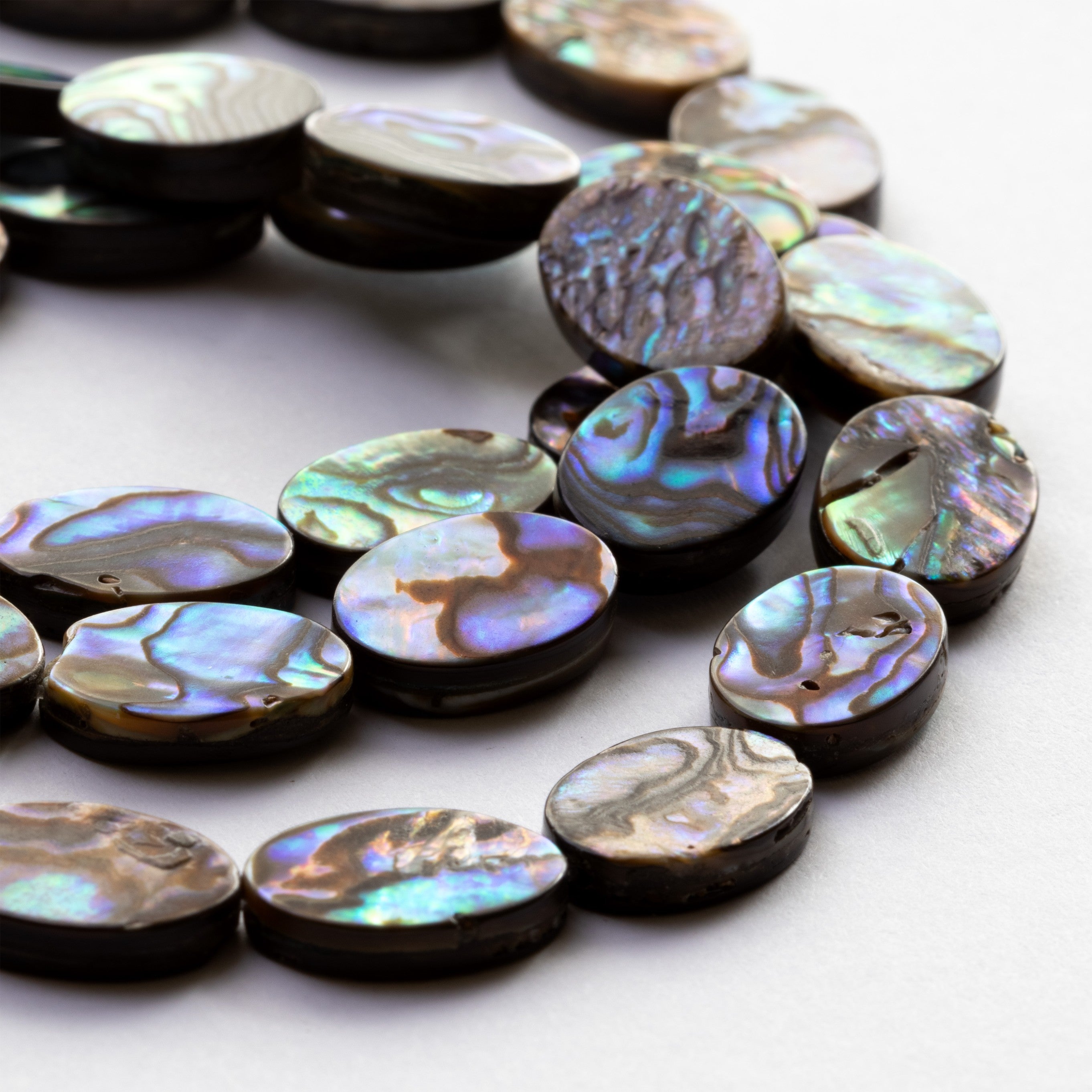 Paua Shell Flat Oval Beads Approx 14x10mm