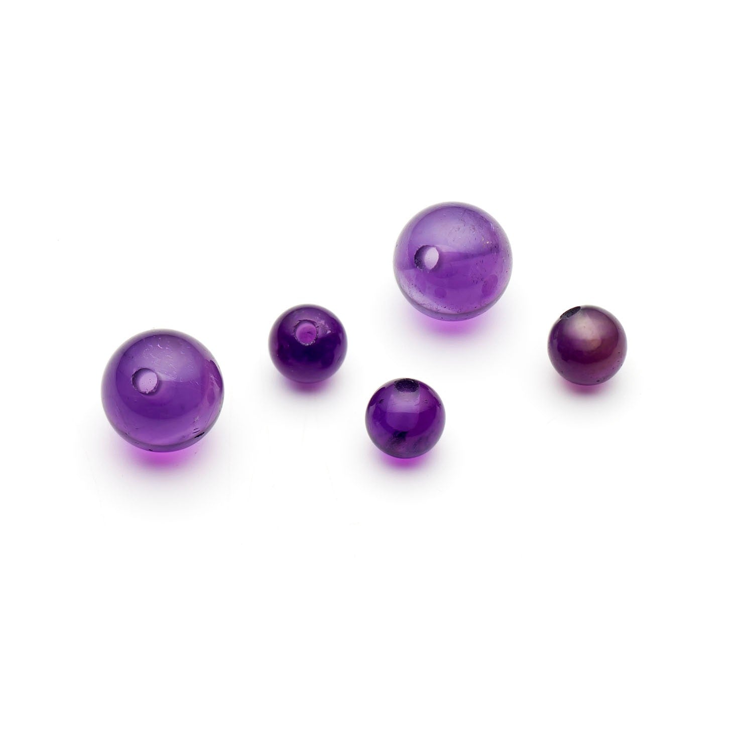 Amethyst Round Half Drilled Beads