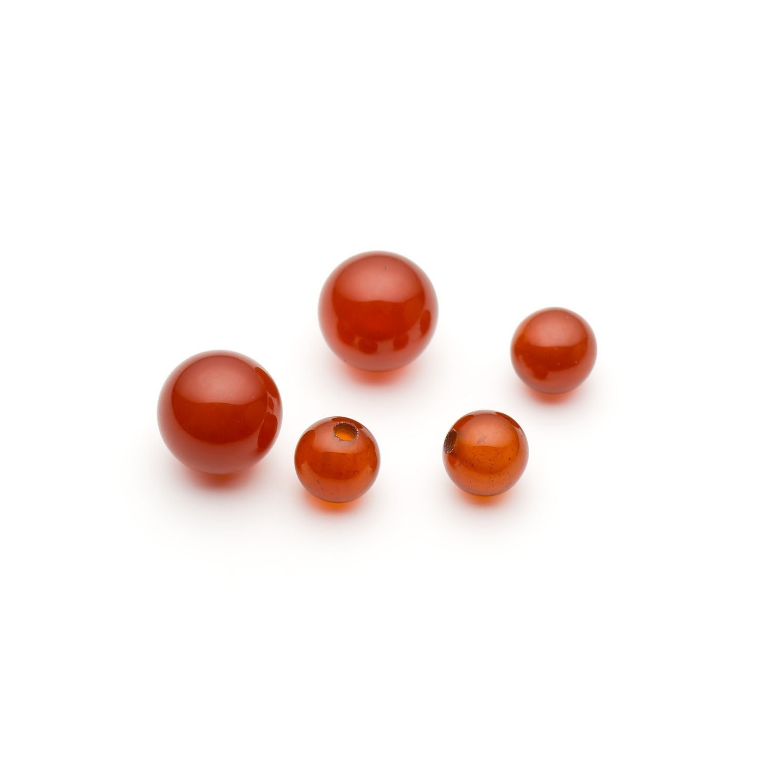 Carnelian Round Half Drilled Beads