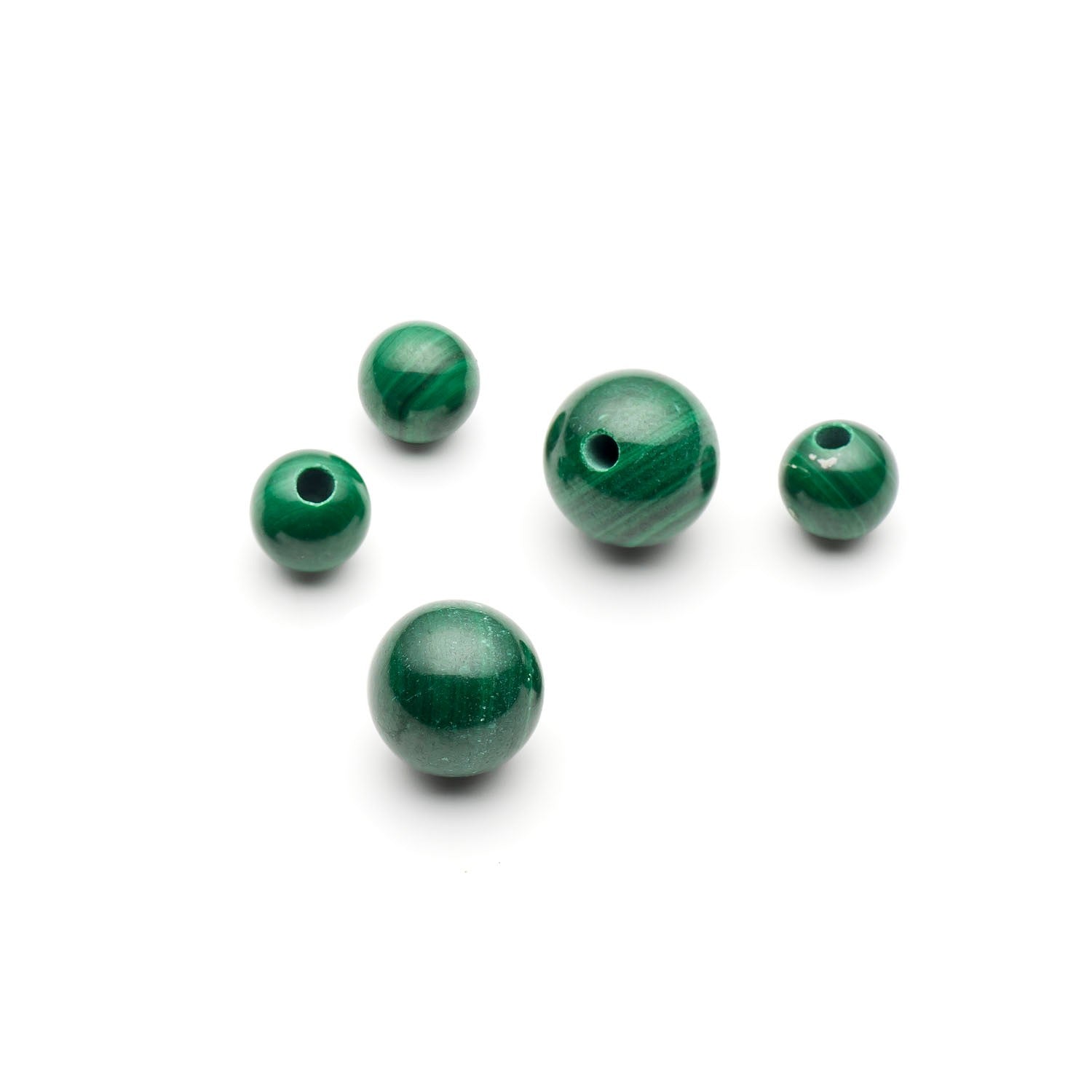 Malachite Round Half Drilled Beads