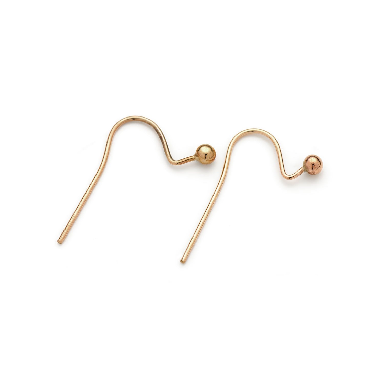 9ct Gold Plain Earwires With Ball Pair